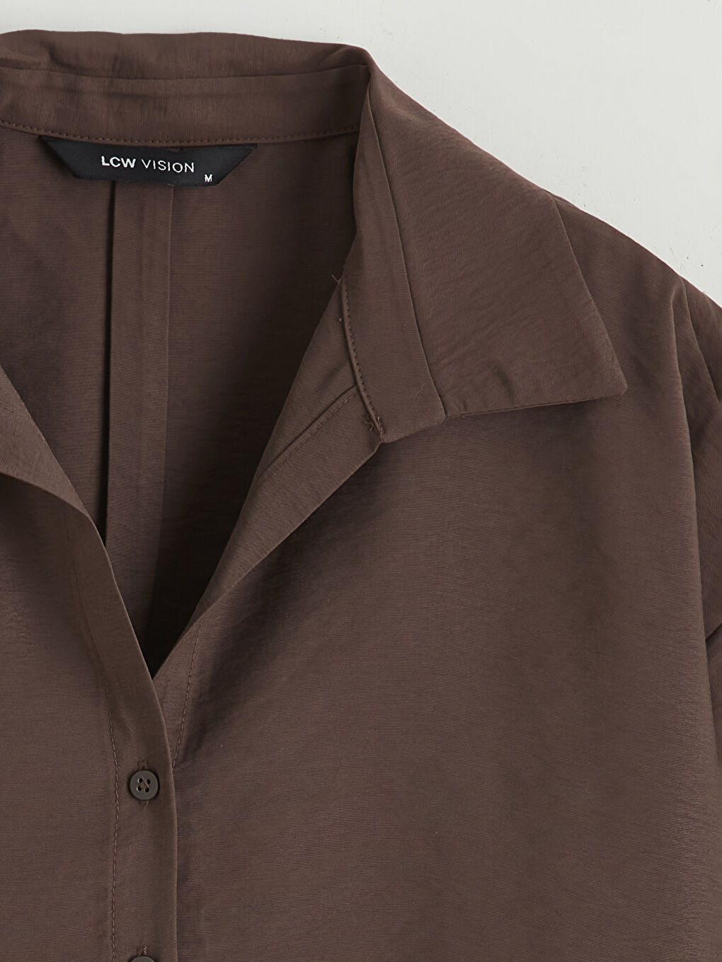 Kahverengi Oversize Kadın Gömlek-5