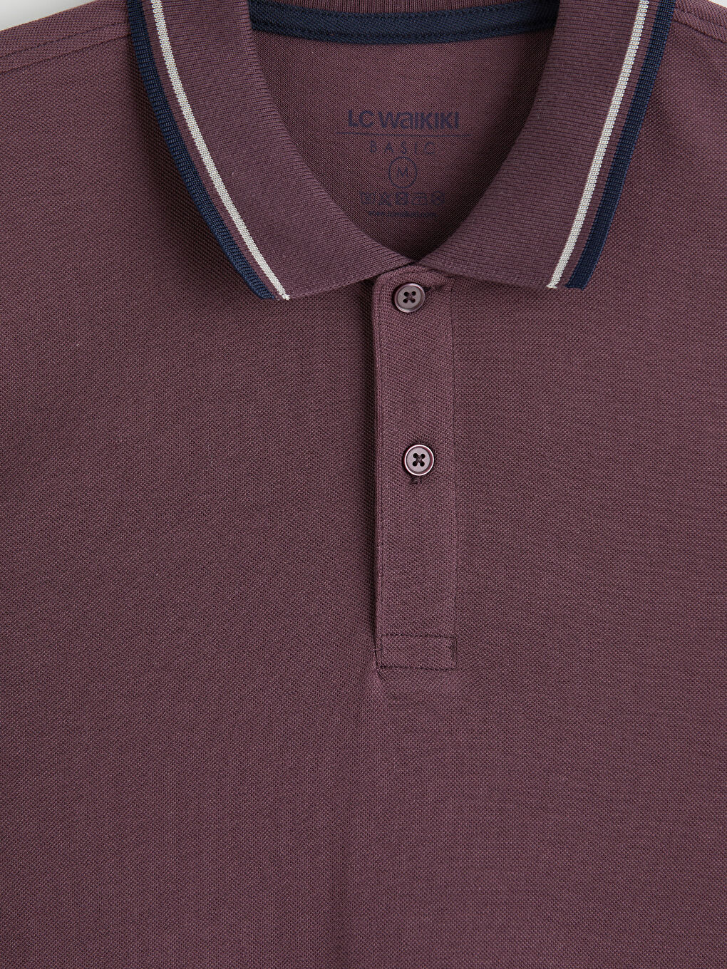 Mürdüm Polo Yaka Pike Erkek Tişört-2