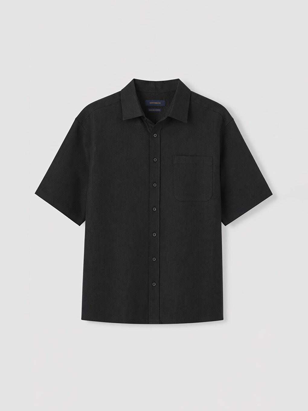 Siyah Loose Fit %100 Keten Erkek Gömlek