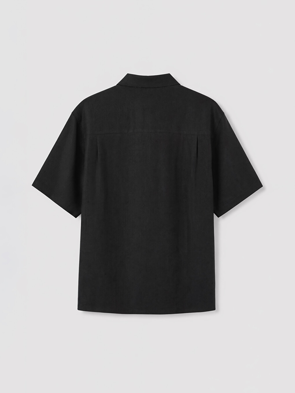 Siyah Loose Fit %100 Keten Erkek Gömlek-1