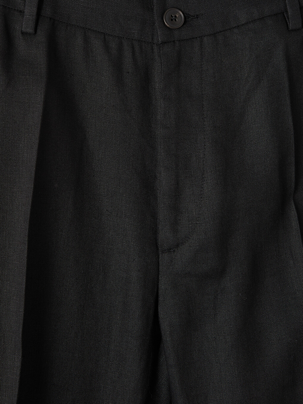 Siyah Regular Fit %100 Keten Erkek Pantolon-2