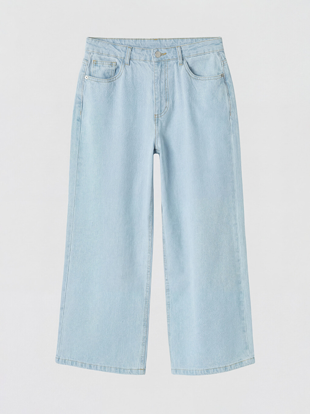 Jean taille haute à jambe large pour femme-4
