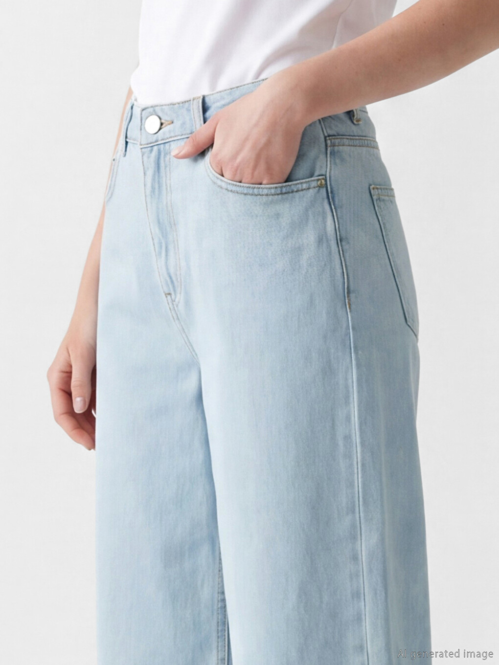 Jean taille haute à jambe large pour femme-2