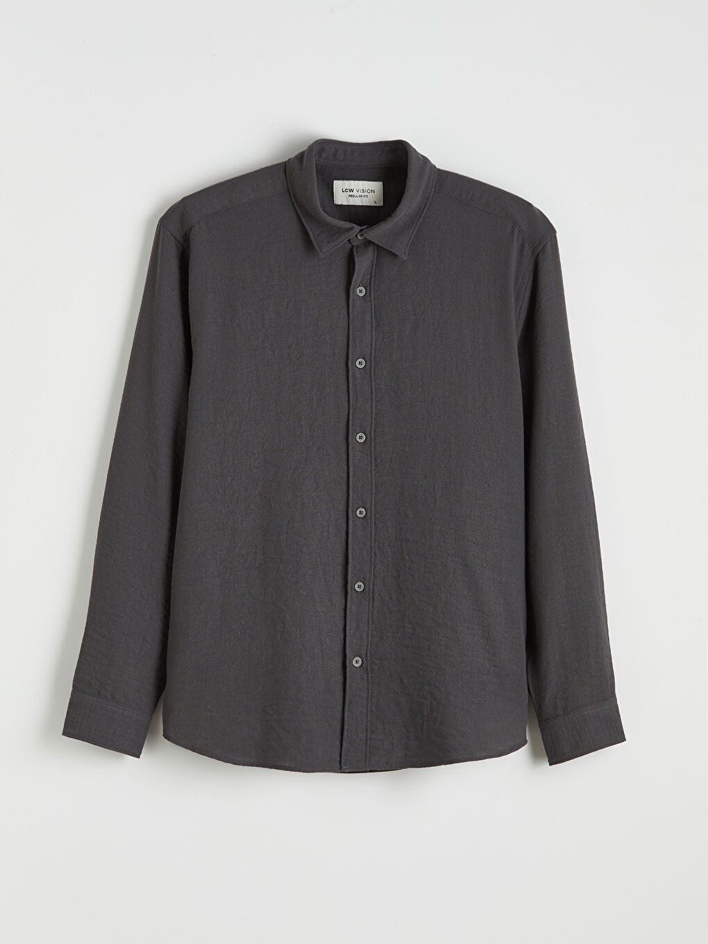 Antrasit Regular Fit Erkek Krinkle Gömlek-4