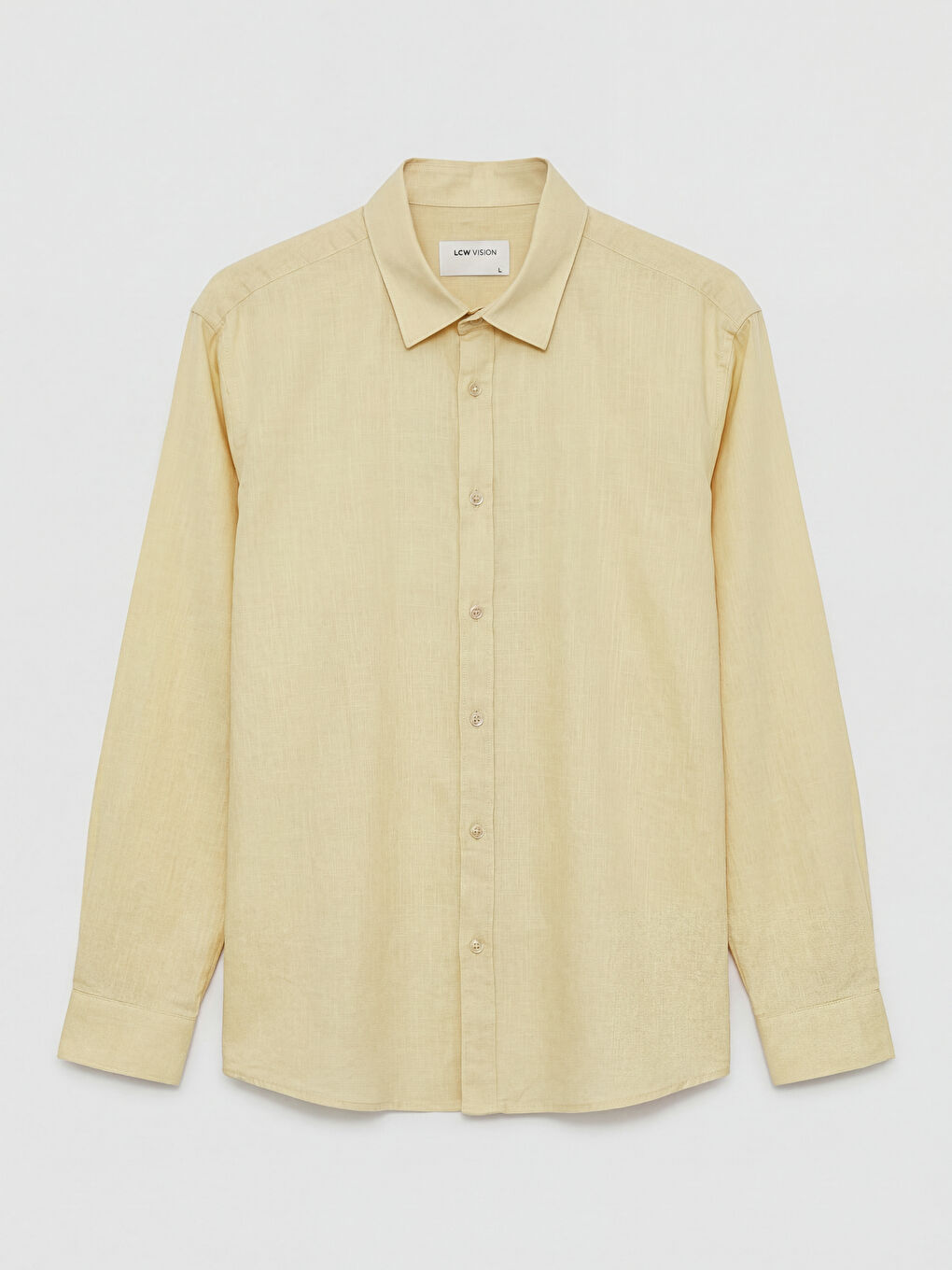 Sarı Standart Kalıp Erkek Dokulu Gömlek