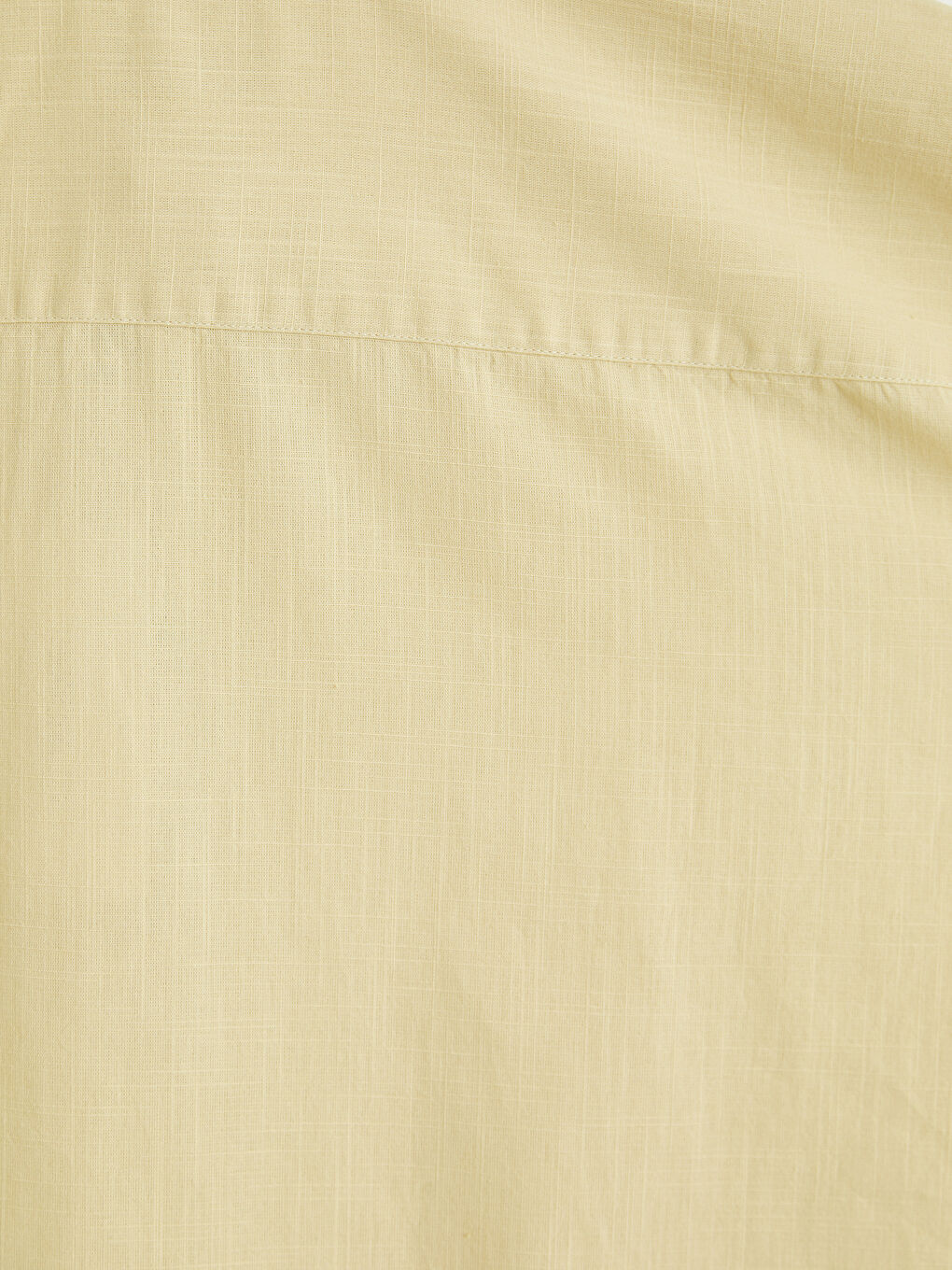 Sarı Standart Kalıp Erkek Dokulu Gömlek-2