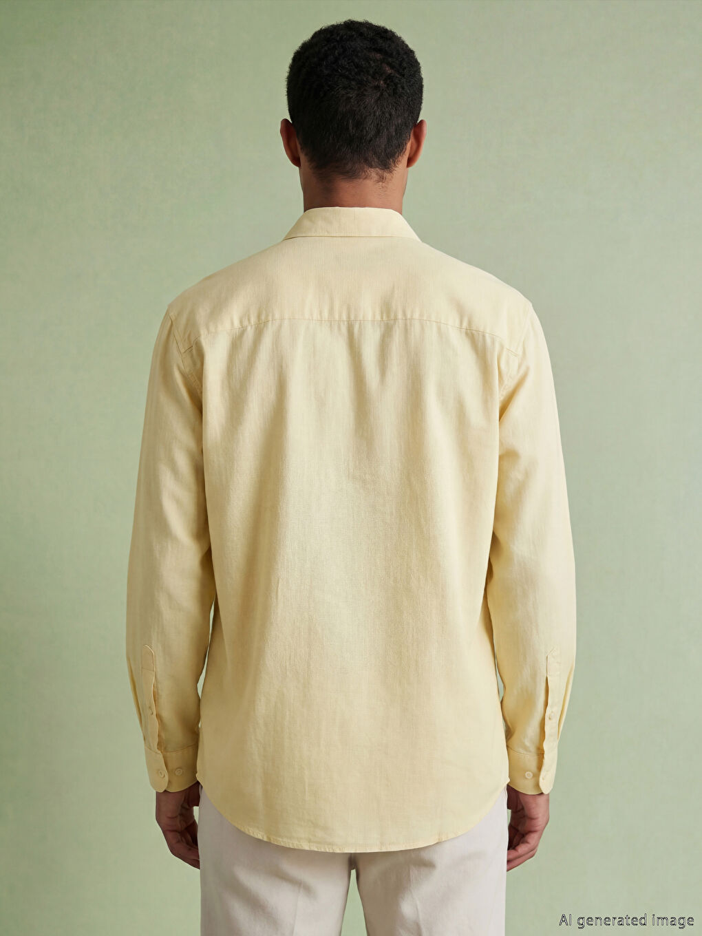 Sarı Regular Fit Keten Görünümlü Erkek Gömlek-3