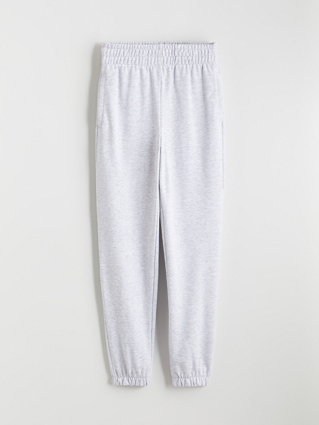 Gri Beli Lastikli Kadın Jogger Eşofman Altı-4