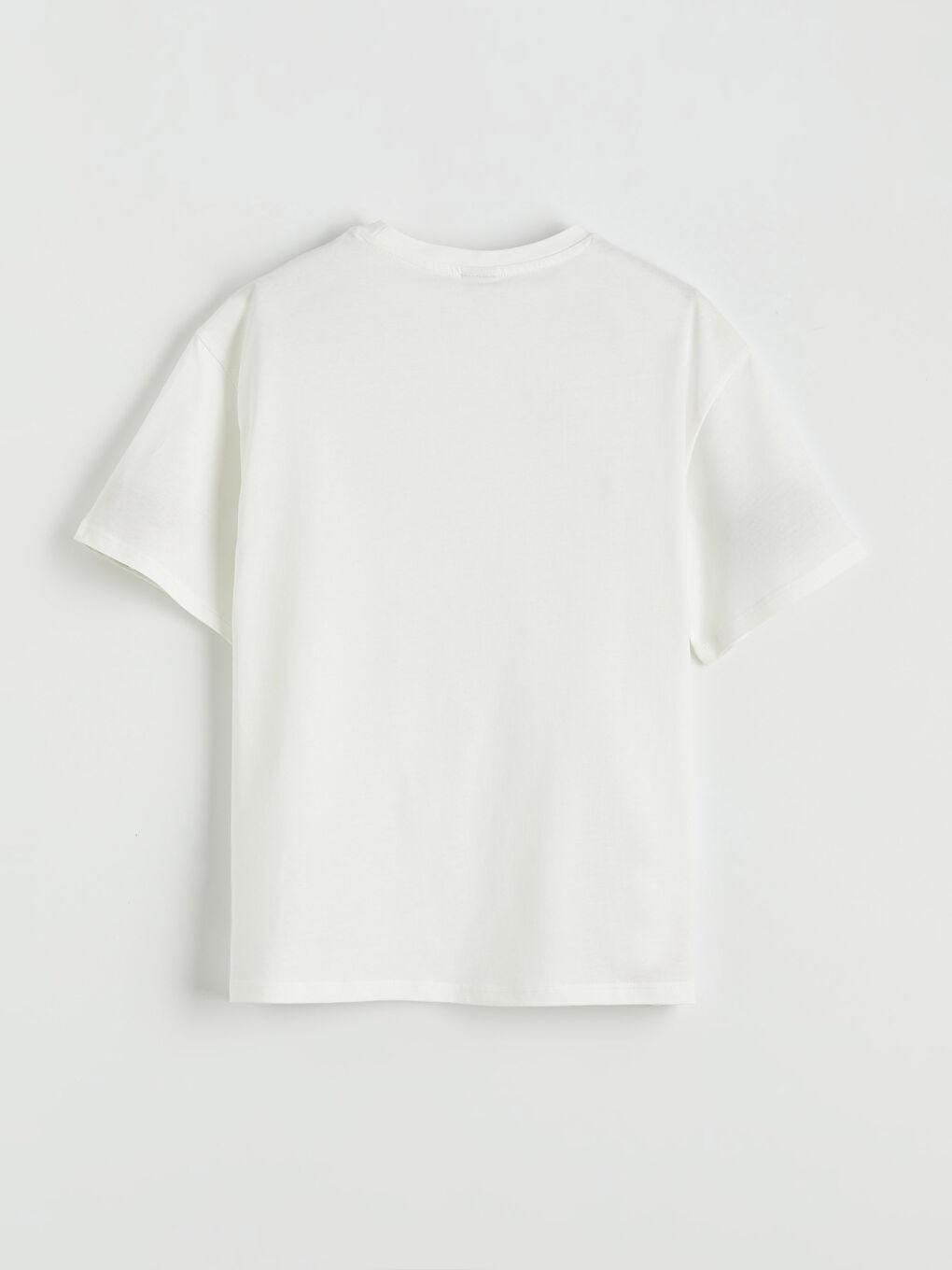 Ekru Bisiklet Yaka Fiyonk Nakışlı Kız Çocuk Tişört-1