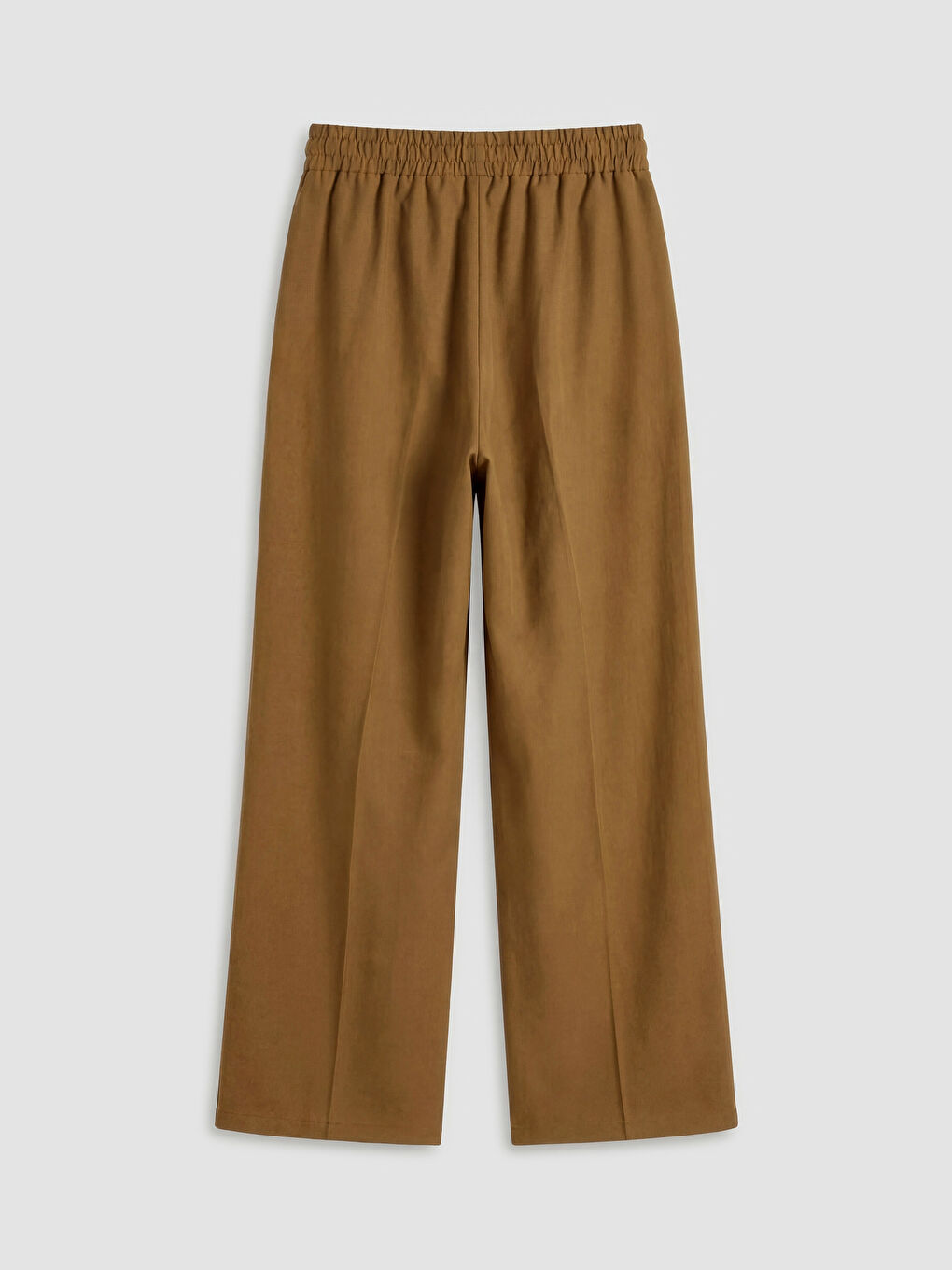 Kahverengi Beli Lastikli Geniş Paça Kadın Pantolon-5