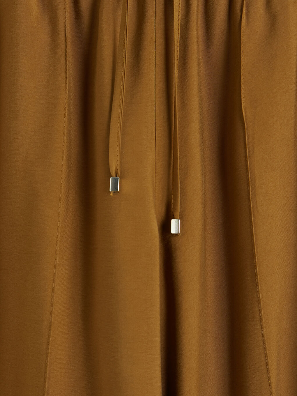 Kahverengi Beli Lastikli Geniş Paça Kadın Pantolon-6