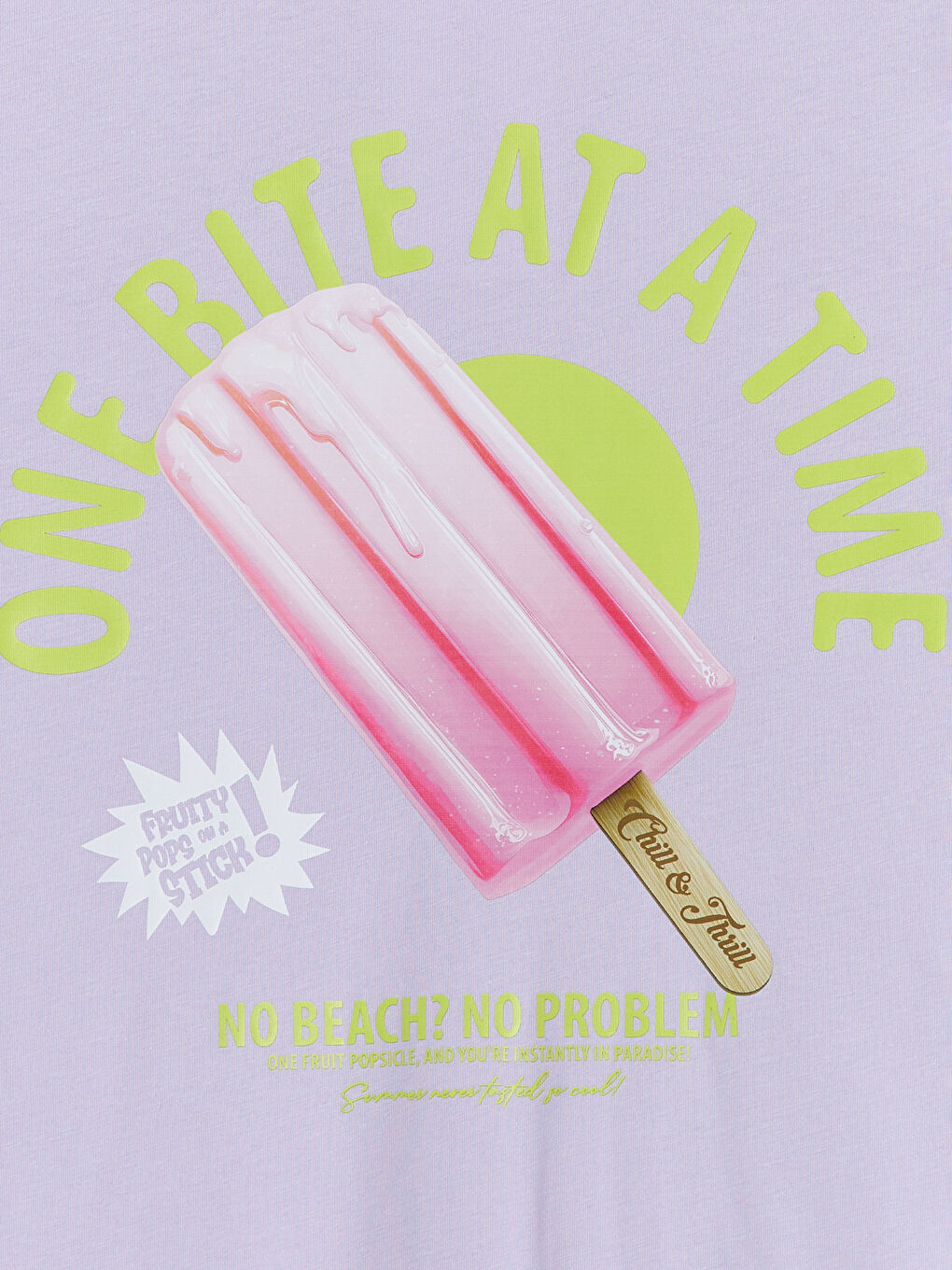 Lila Bisiklet Yaka Baskılı Kız Çocuk Tişört-3