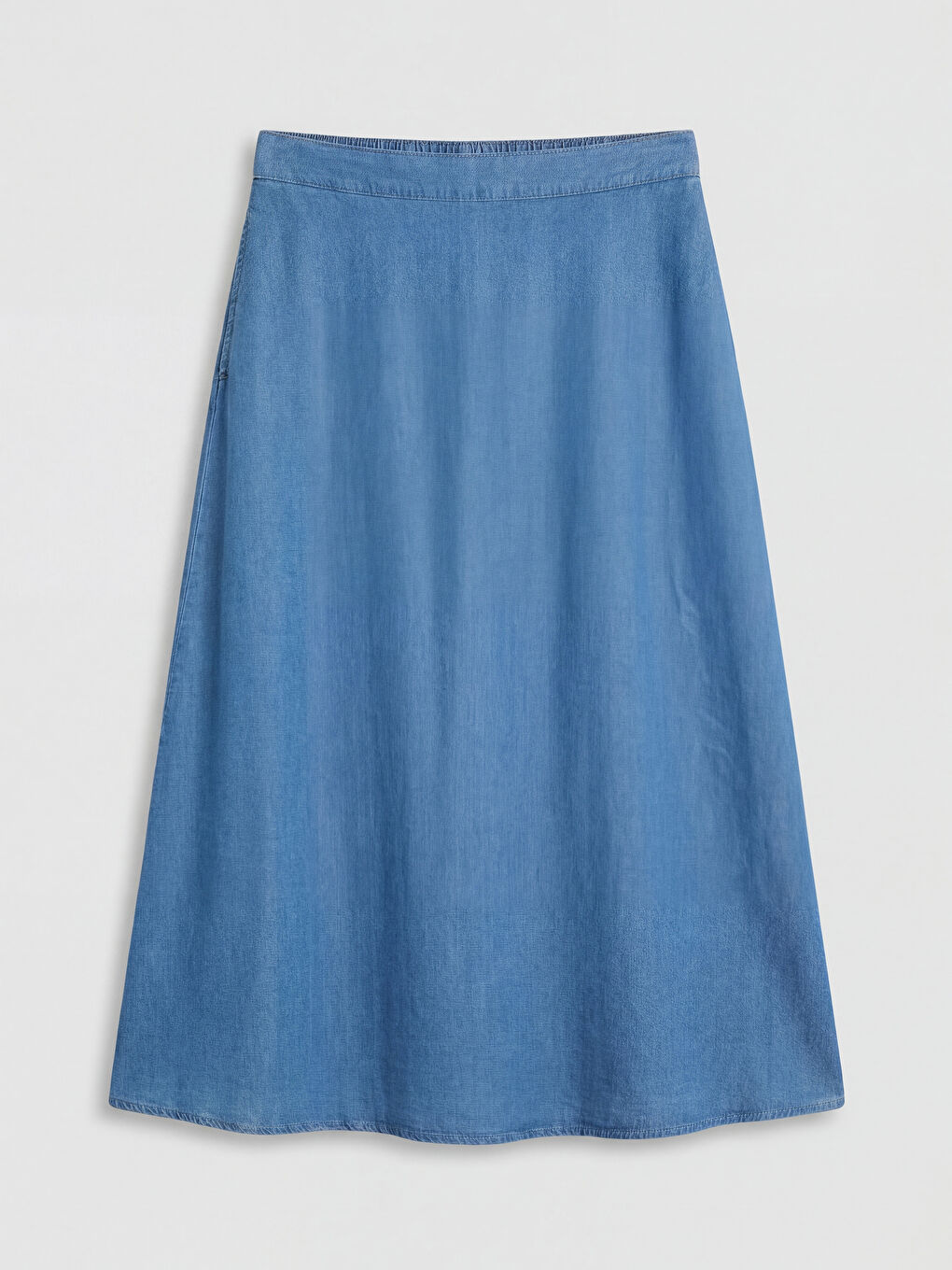 İndigo Beli Lastikli Kloş Jean Etek-4