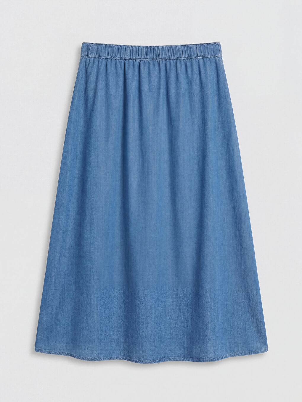 İndigo Beli Lastikli Kloş Jean Etek-5