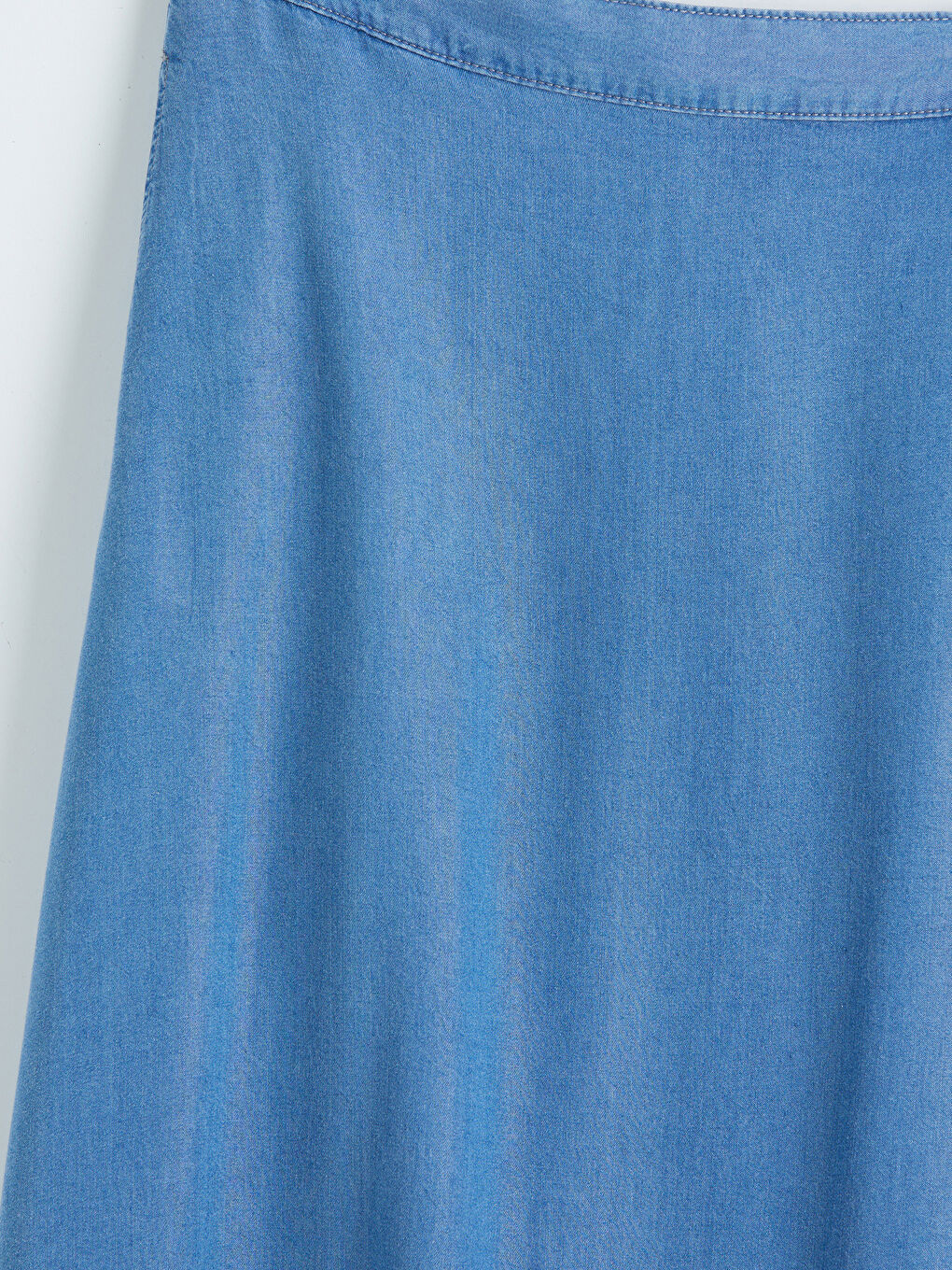 İndigo Beli Lastikli Kloş Jean Etek-6