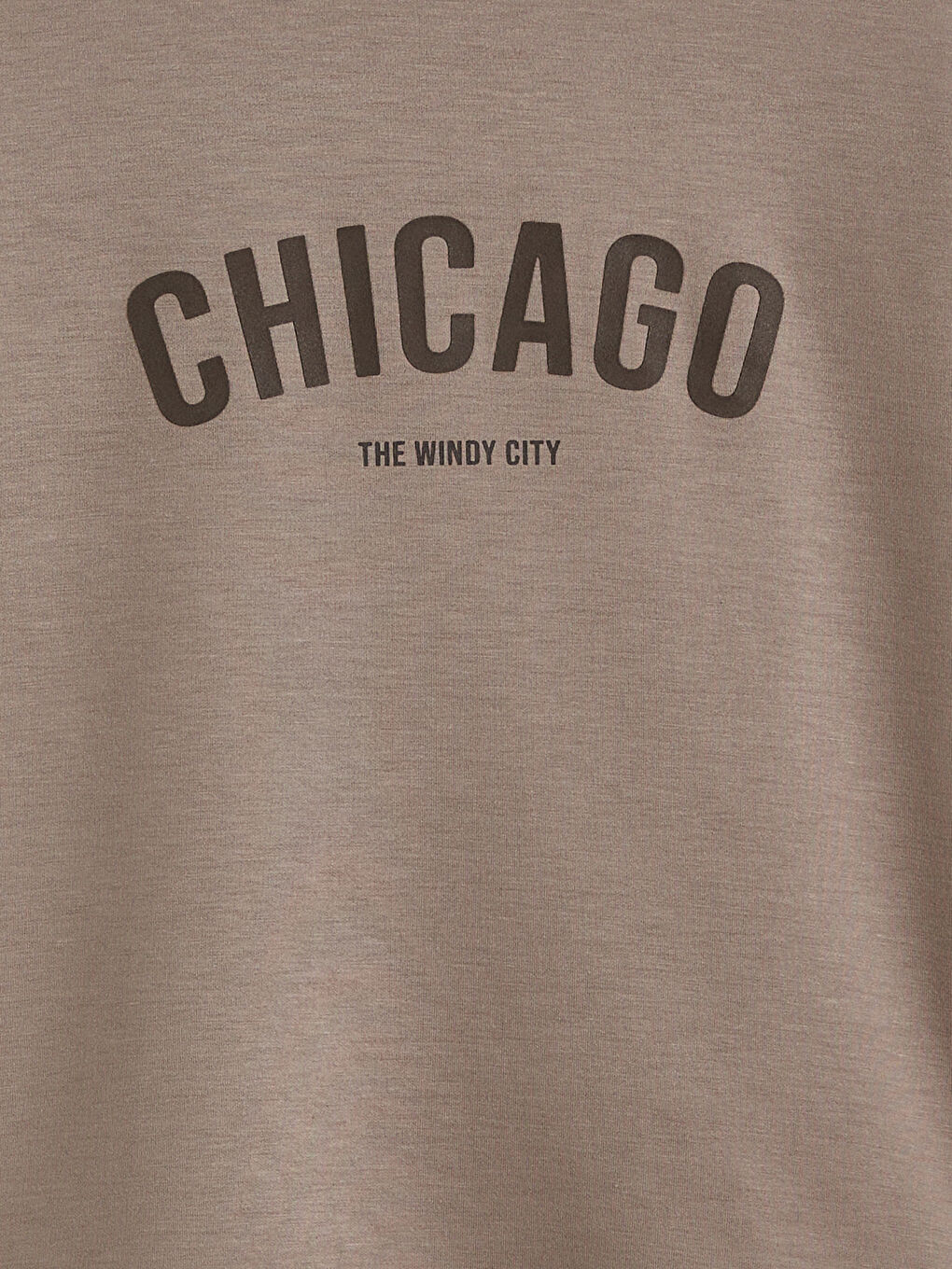 Kahverengi Bisiklet Yaka Chicago Baskılı Kadın Tişört-5