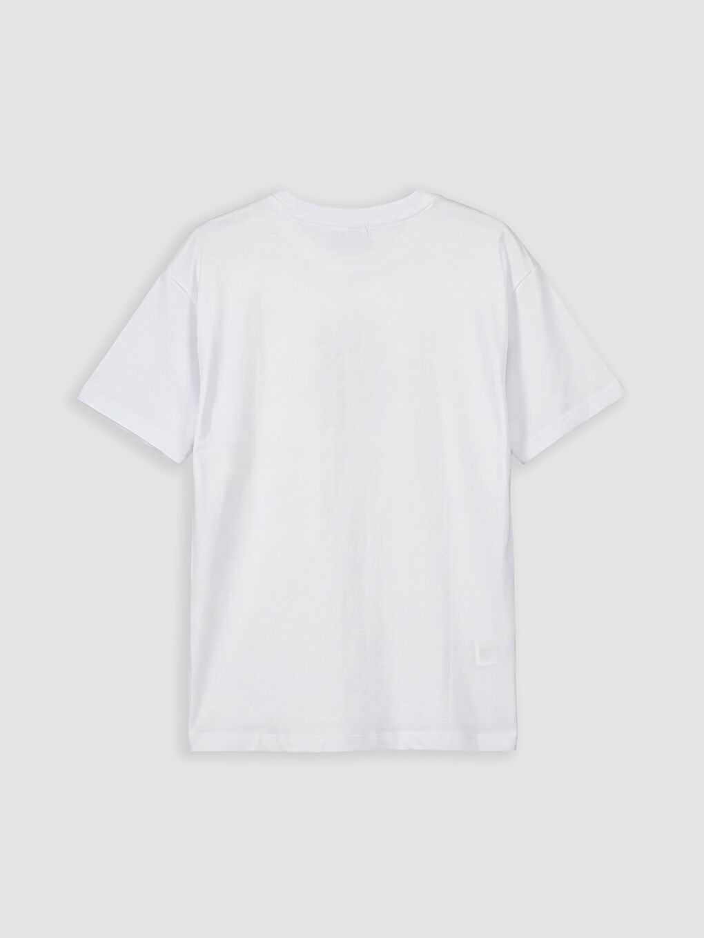 Beyaz Bisiklet Yaka Kelebek Baskılı Kız Çocuk Tişört-1