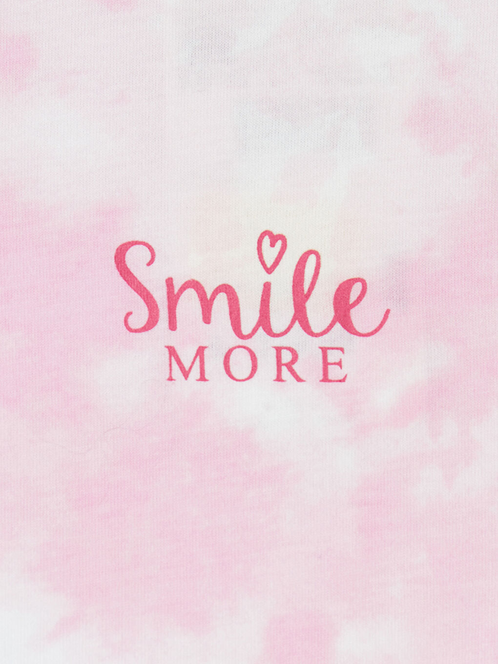 Pembe Bisiklet Yaka Batik Desenli Kız Çocuk Tişört-2