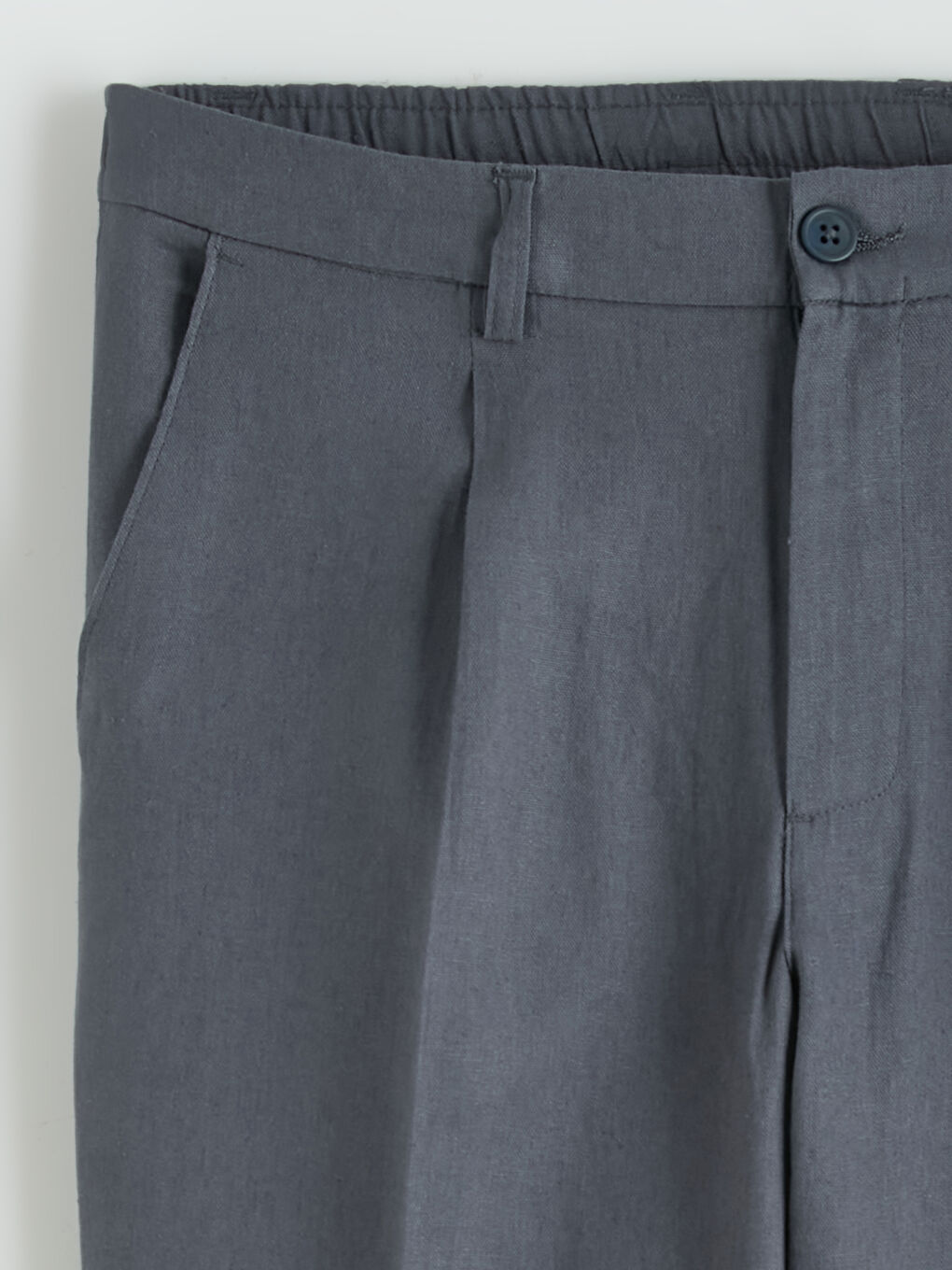 Regular Fit Linen Blend Men's Pleated Trousers-5