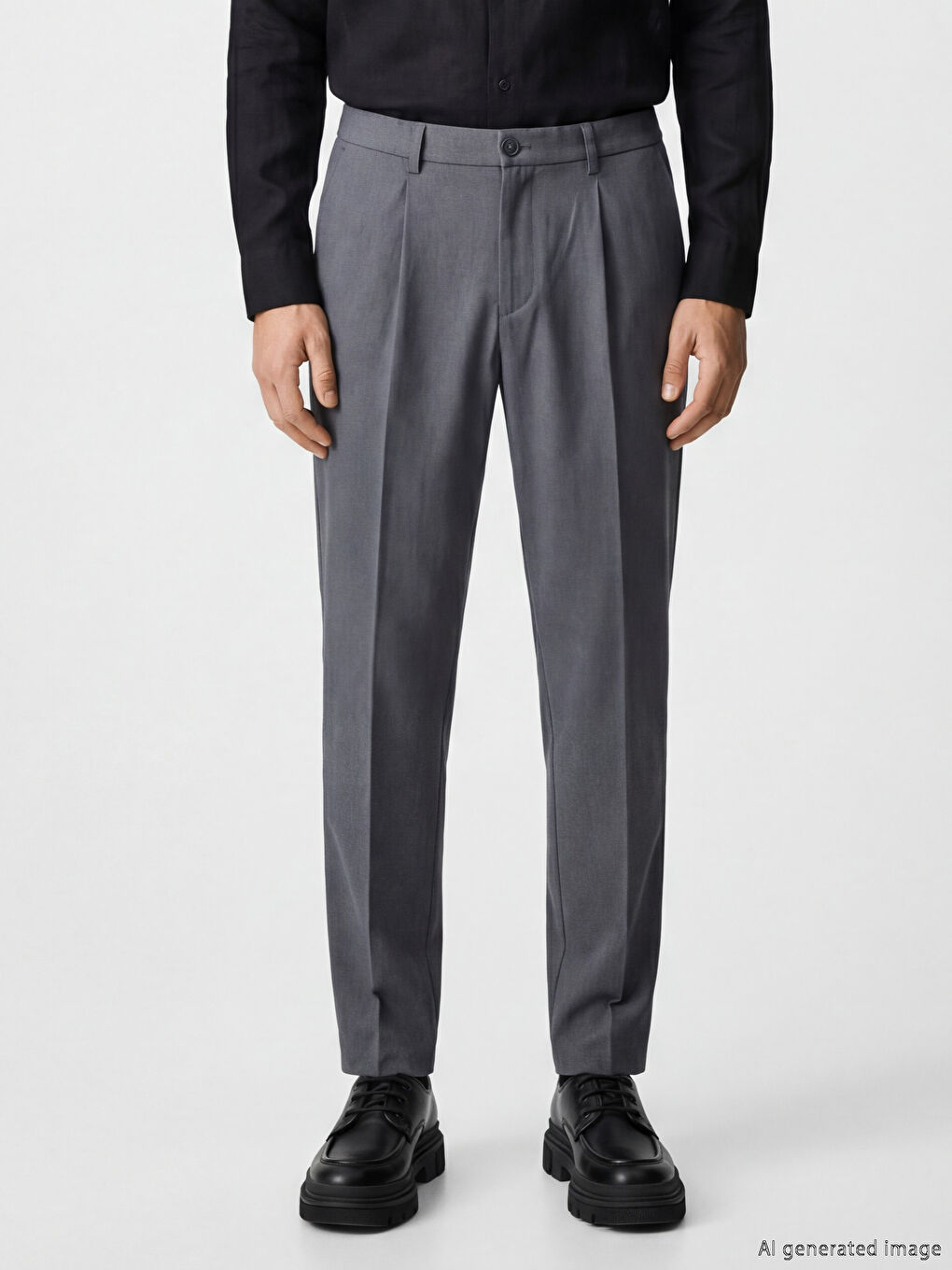 Regular Fit Linen Blend Men's Pleated Trousers-1