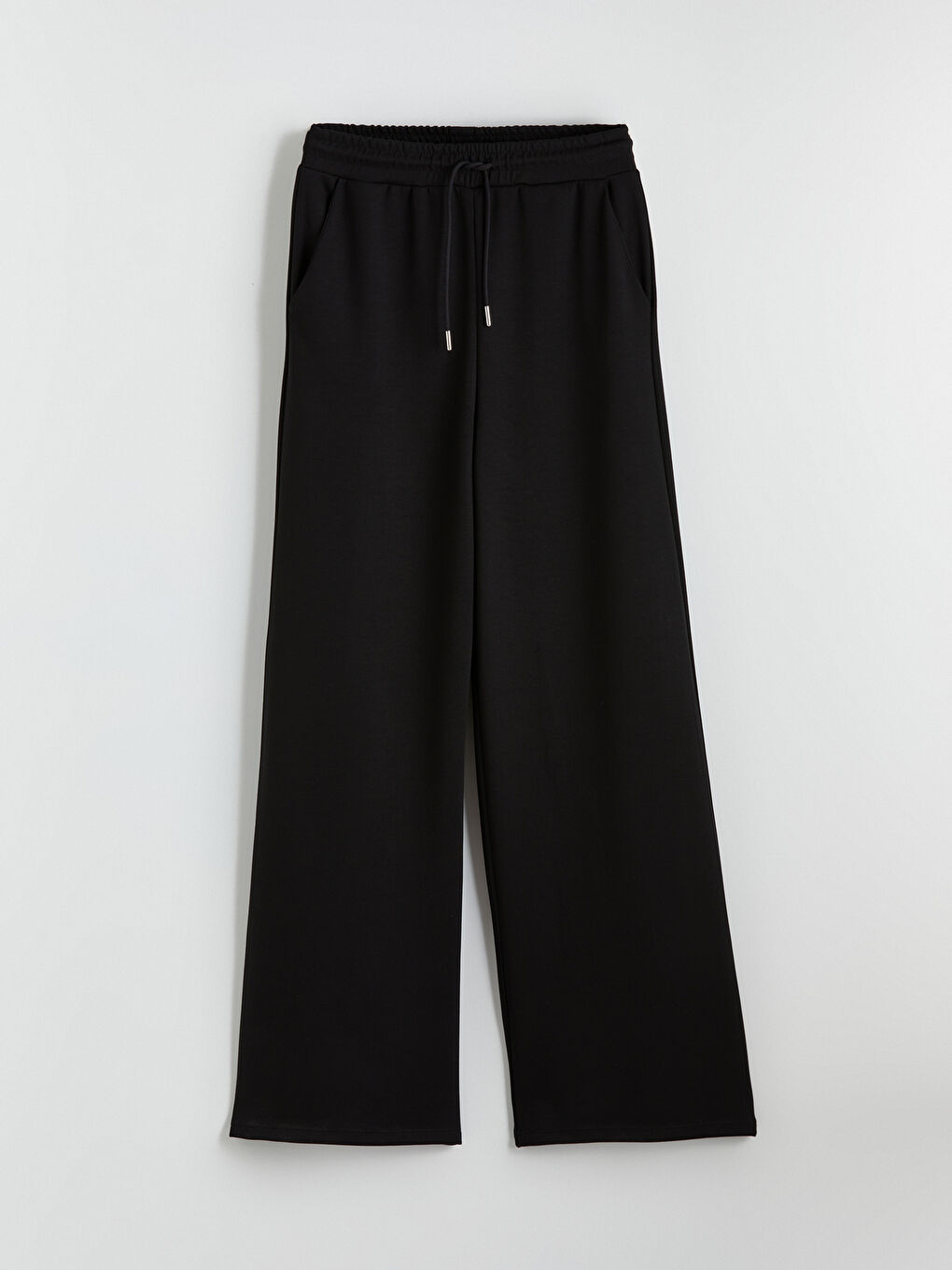 Siyah Geniş Paça Soft Touch Kadın Eşofman Altı-4