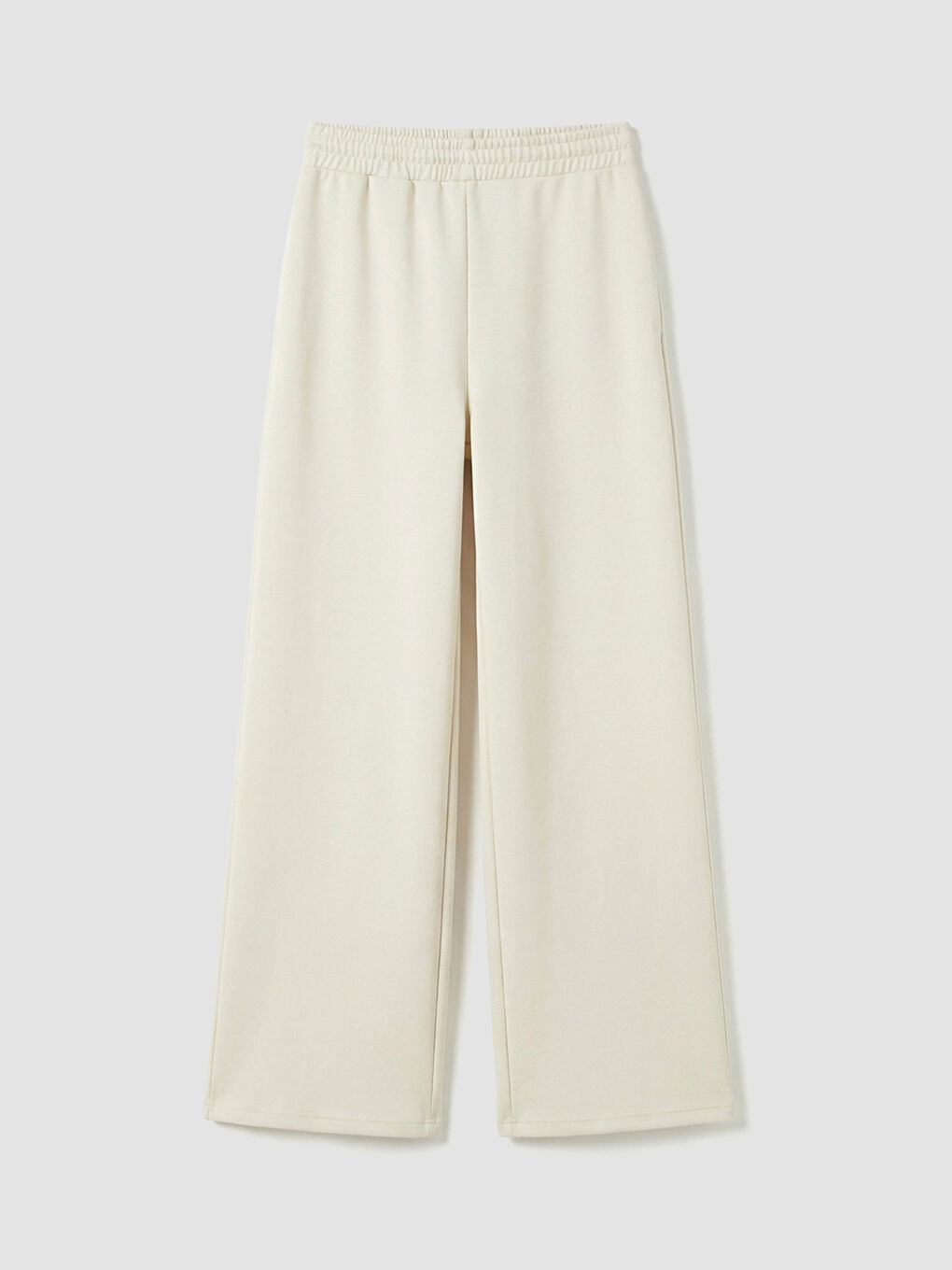 Bej Geniş Paça Soft Touch Kadın Eşofman Altı-5