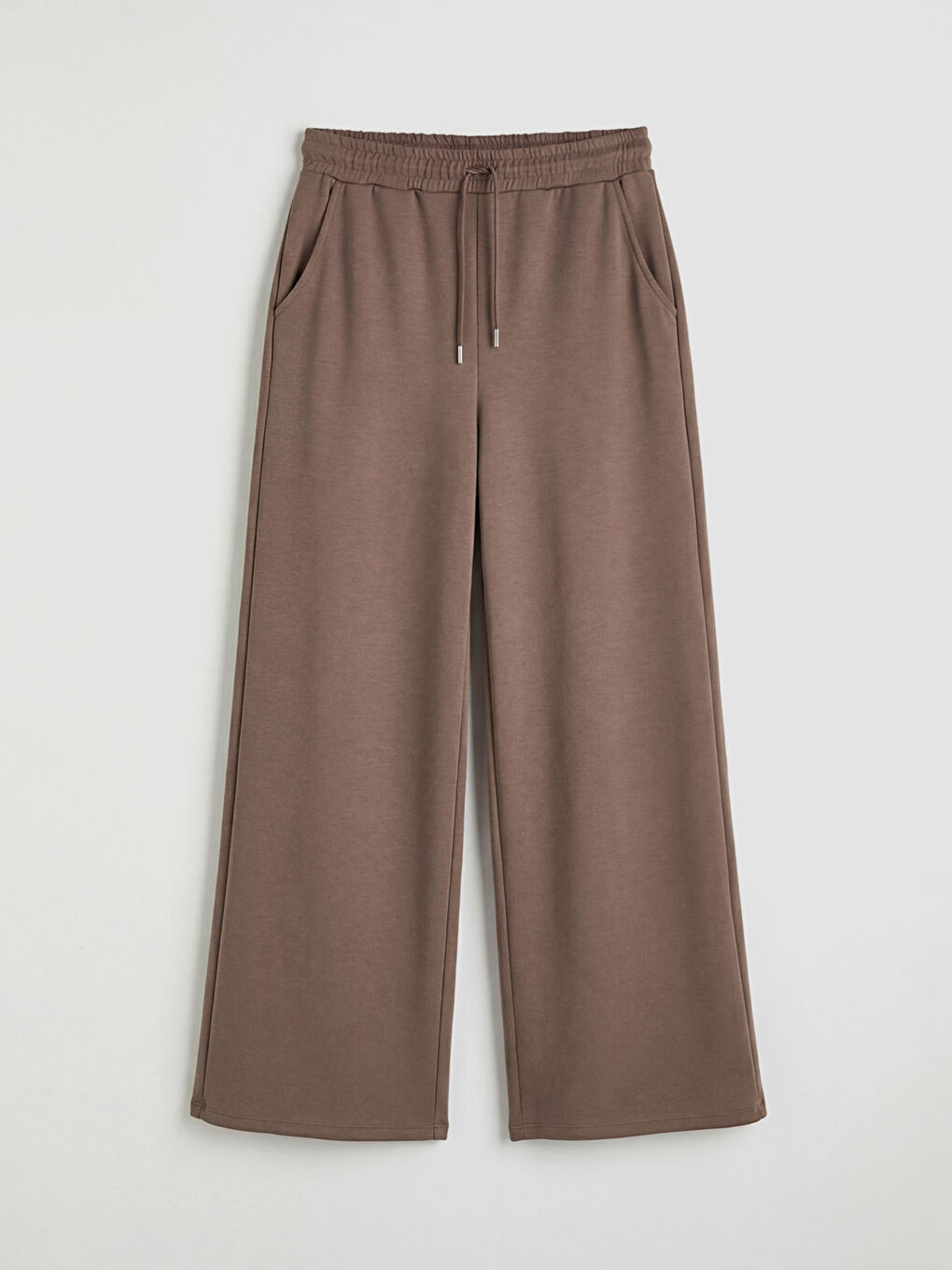 Kahverengi Geniş Paça Soft Touch Kadın Eşofman Altı-4