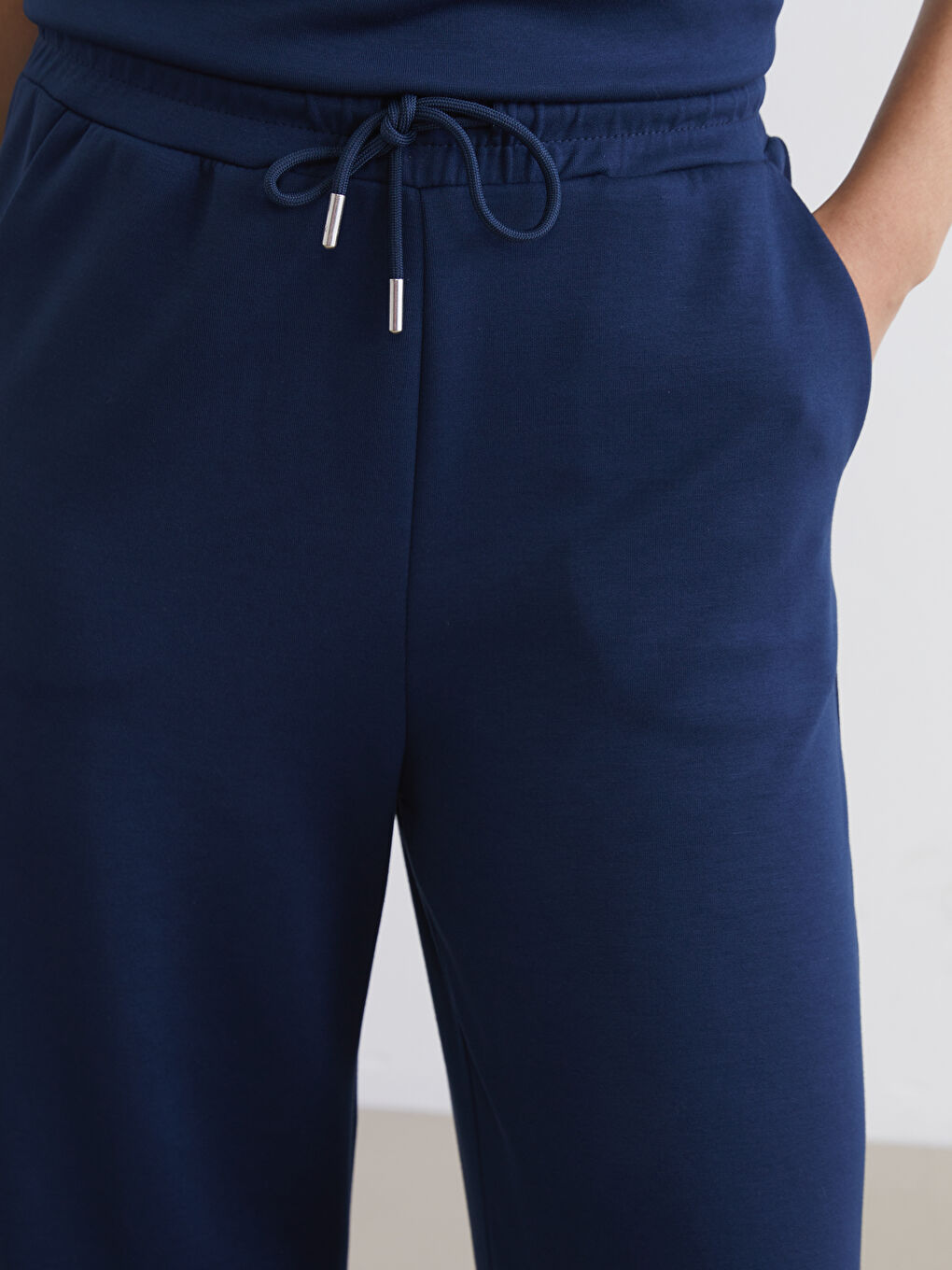 Lacivert Geniş Paça Soft Touch Kadın Eşofman Altı-2