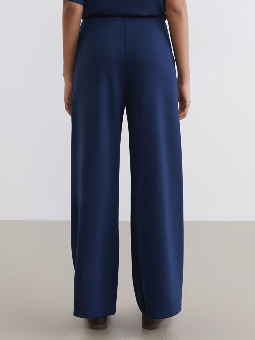 Lacivert Geniş Paça Soft Touch Kadın Eşofman Altı-3