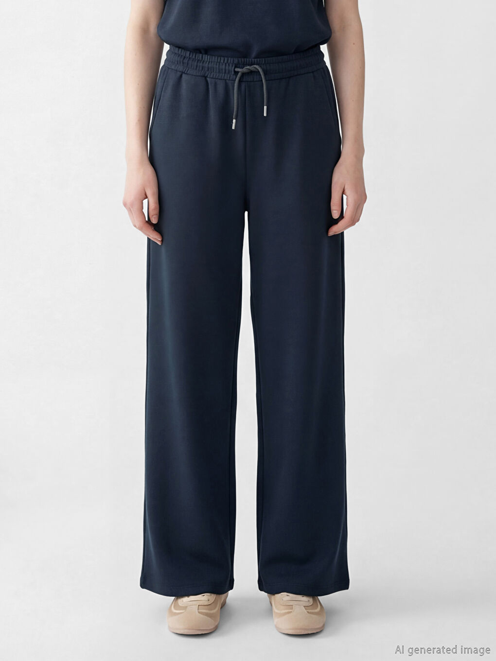 Antrasit Geniş Paça Soft Touch Kadın Eşofman Altı	-1