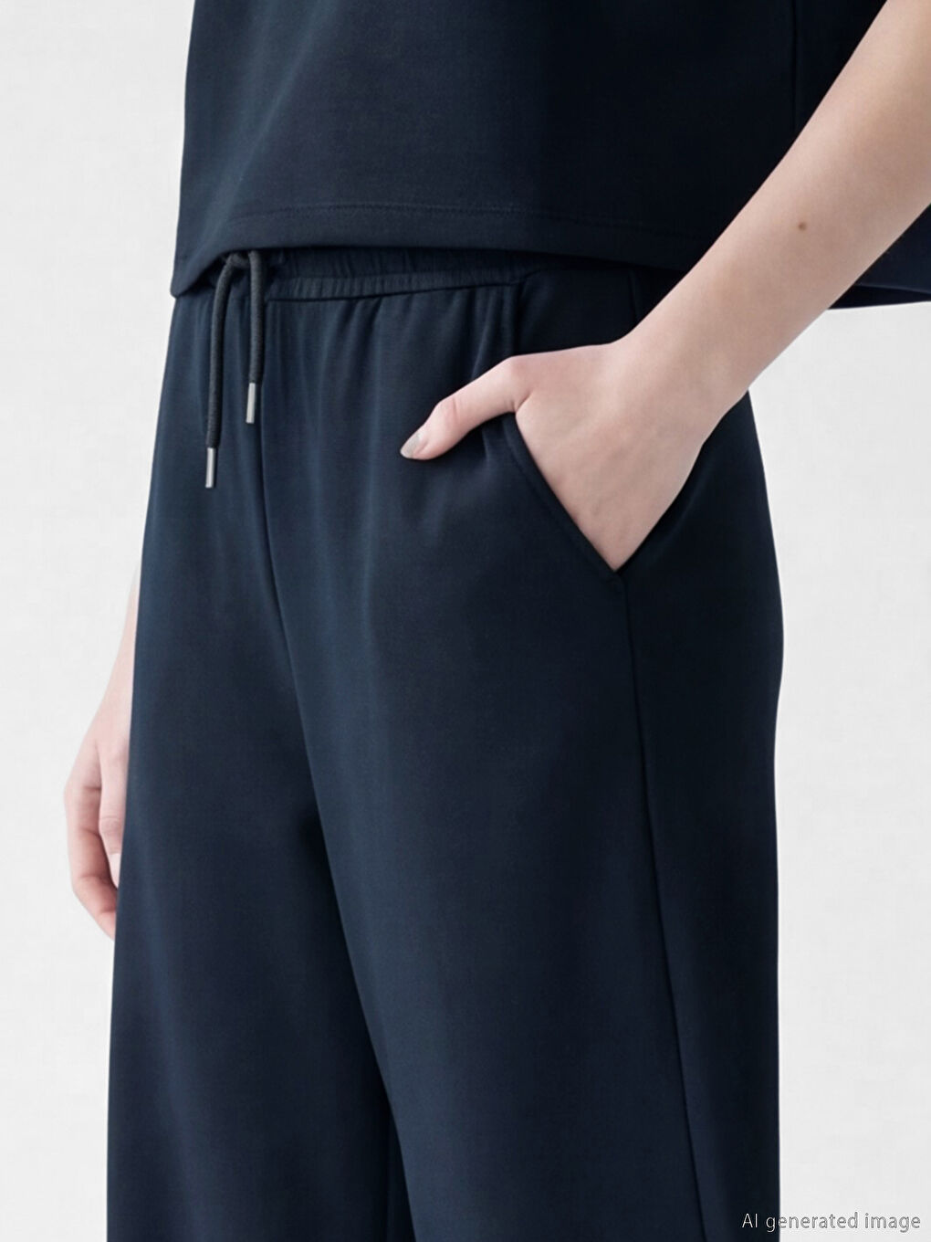 Antrasit Geniş Paça Soft Touch Kadın Eşofman Altı	-2