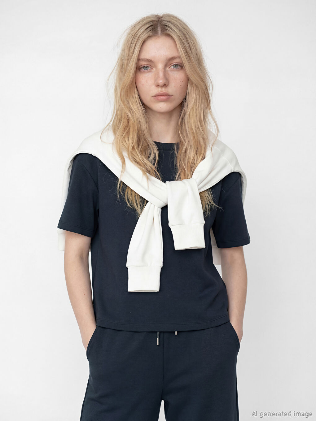 Antrasit Bisiklet Yaka Soft Touch Oversize Kadın Tişört	-1