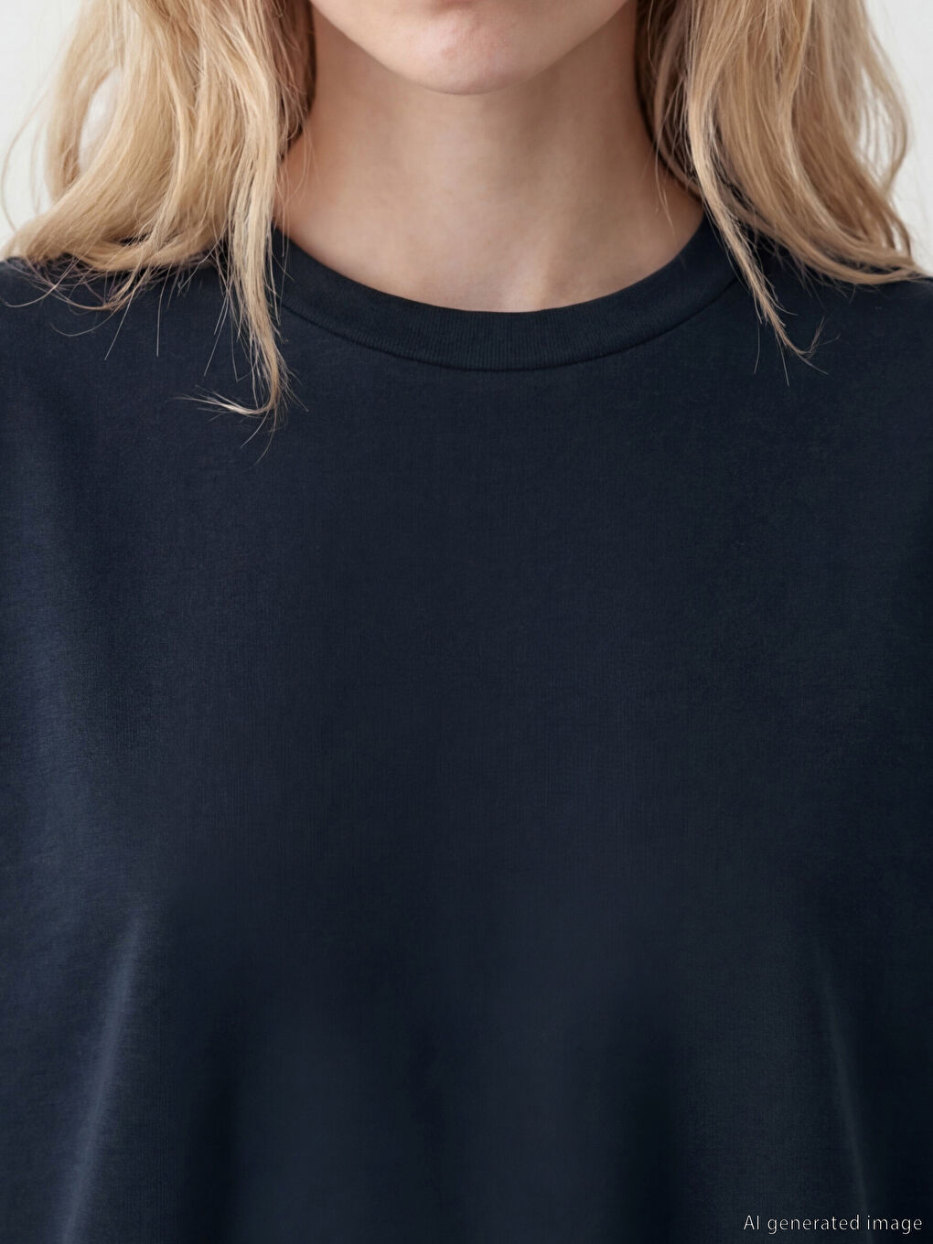 Antrasit Bisiklet Yaka Soft Touch Oversize Kadın Tişört	-2