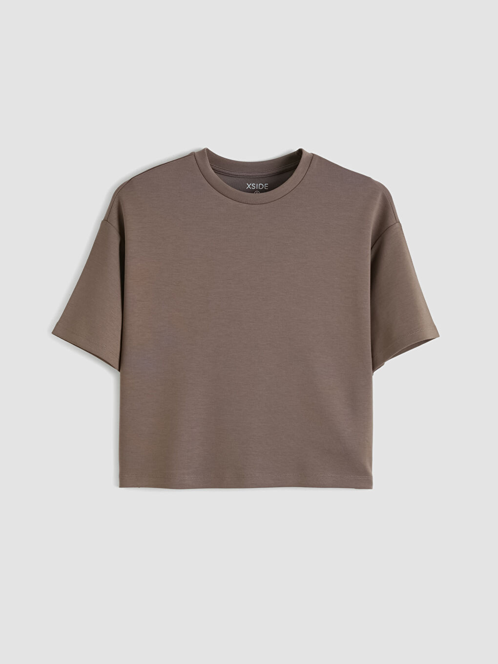 Футболка оверсайз для женщин из мягкой ткани с круглым вырезом-3