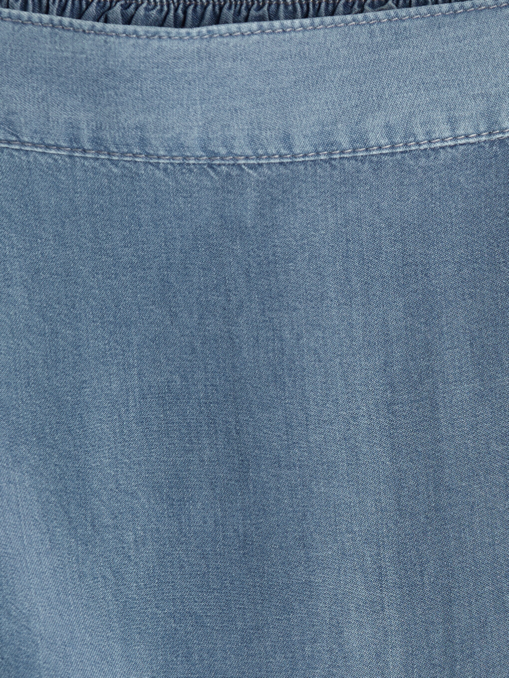 İndigo Beli Lastikli Fırfırlı Jean Etek-6