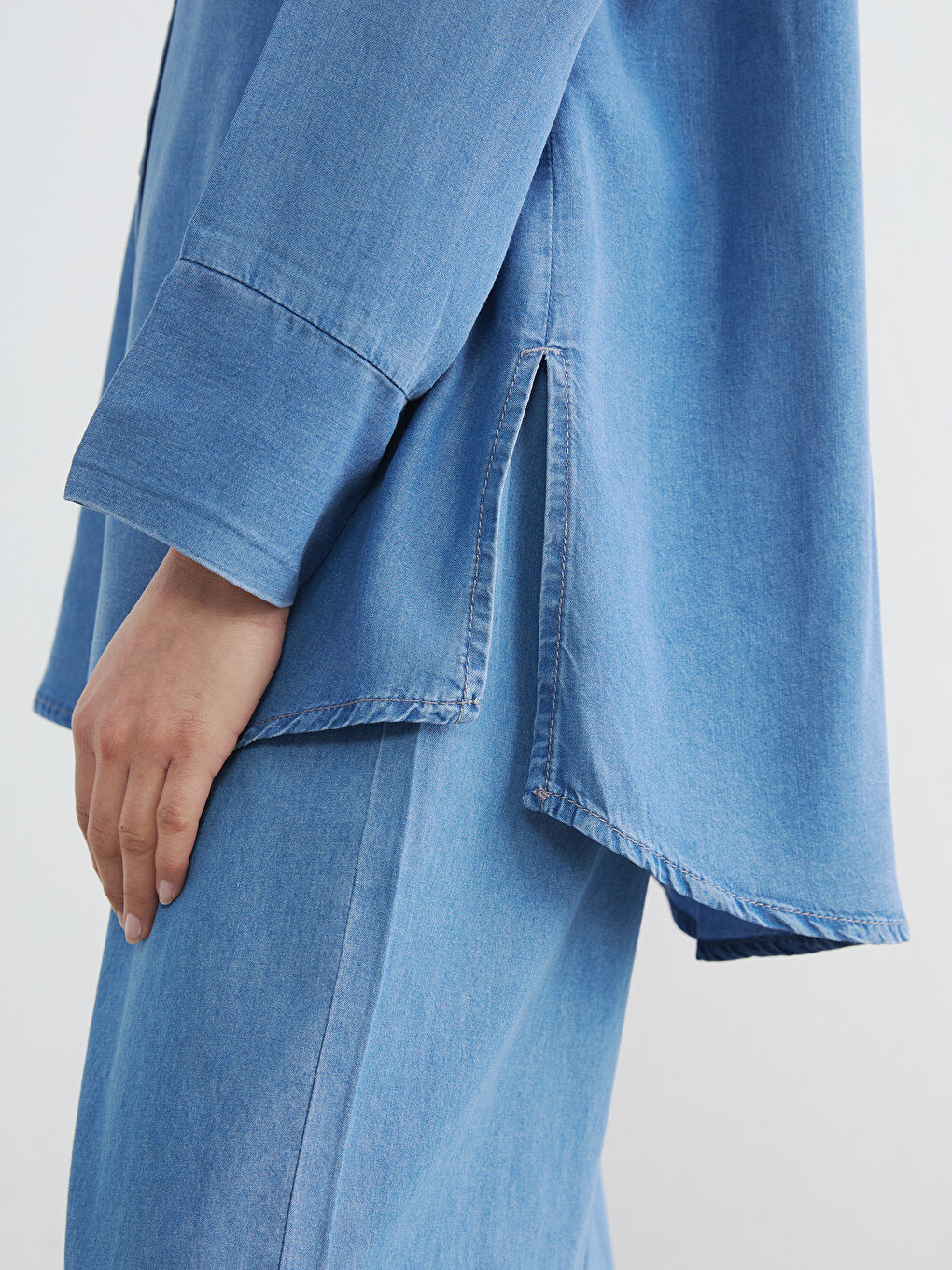 İndigo Kadın Jean Gömlek Tunik-3