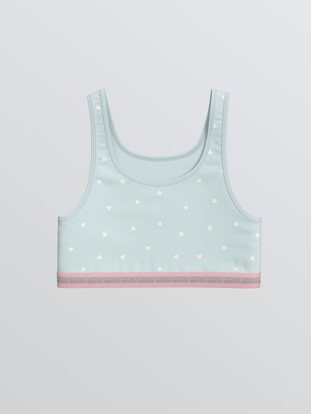 Ekru 2'li Bisiklet Yaka Kız Çocuk Büstiyer-1