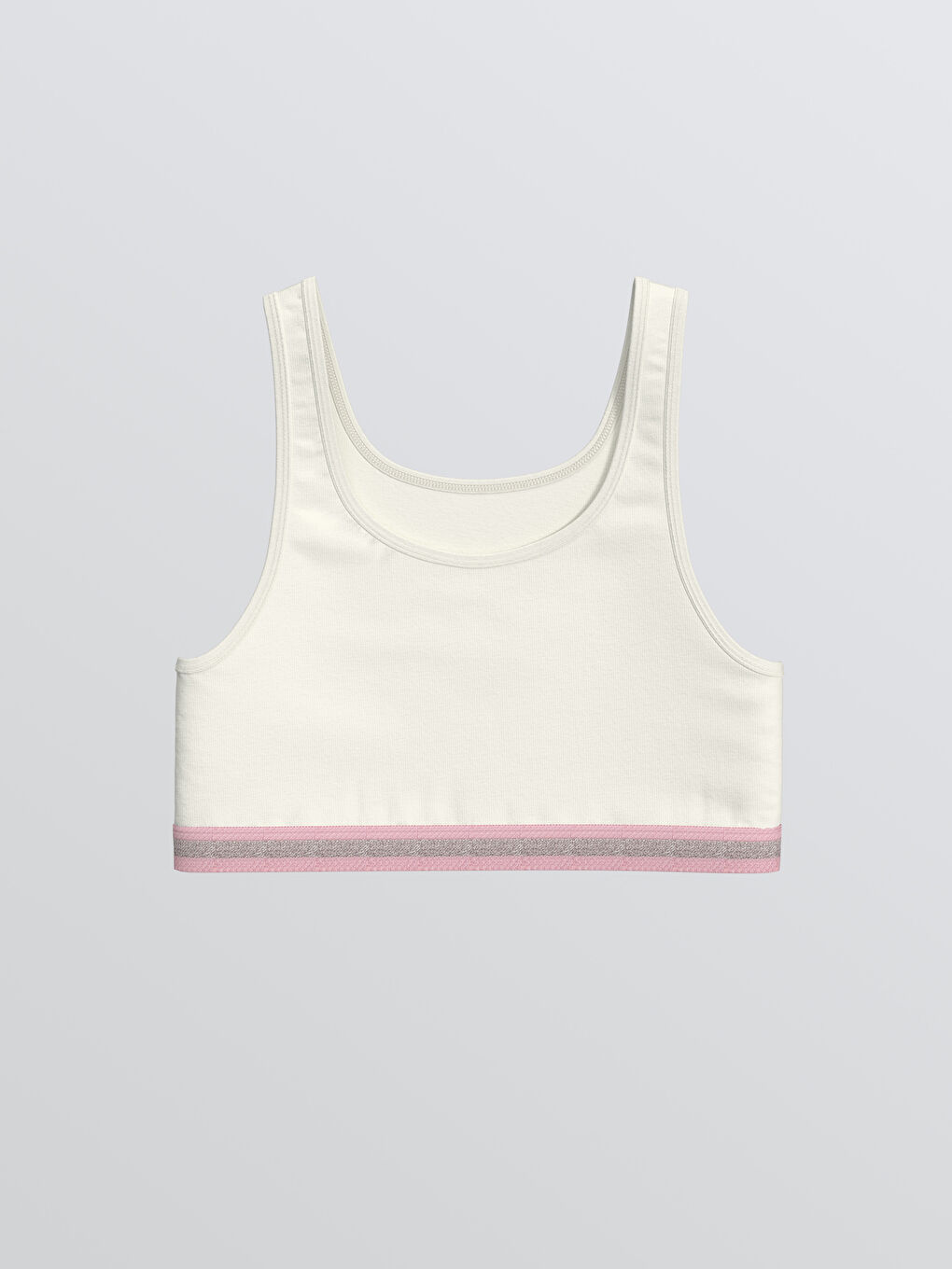 Ekru 2'li Bisiklet Yaka Kız Çocuk Büstiyer-2