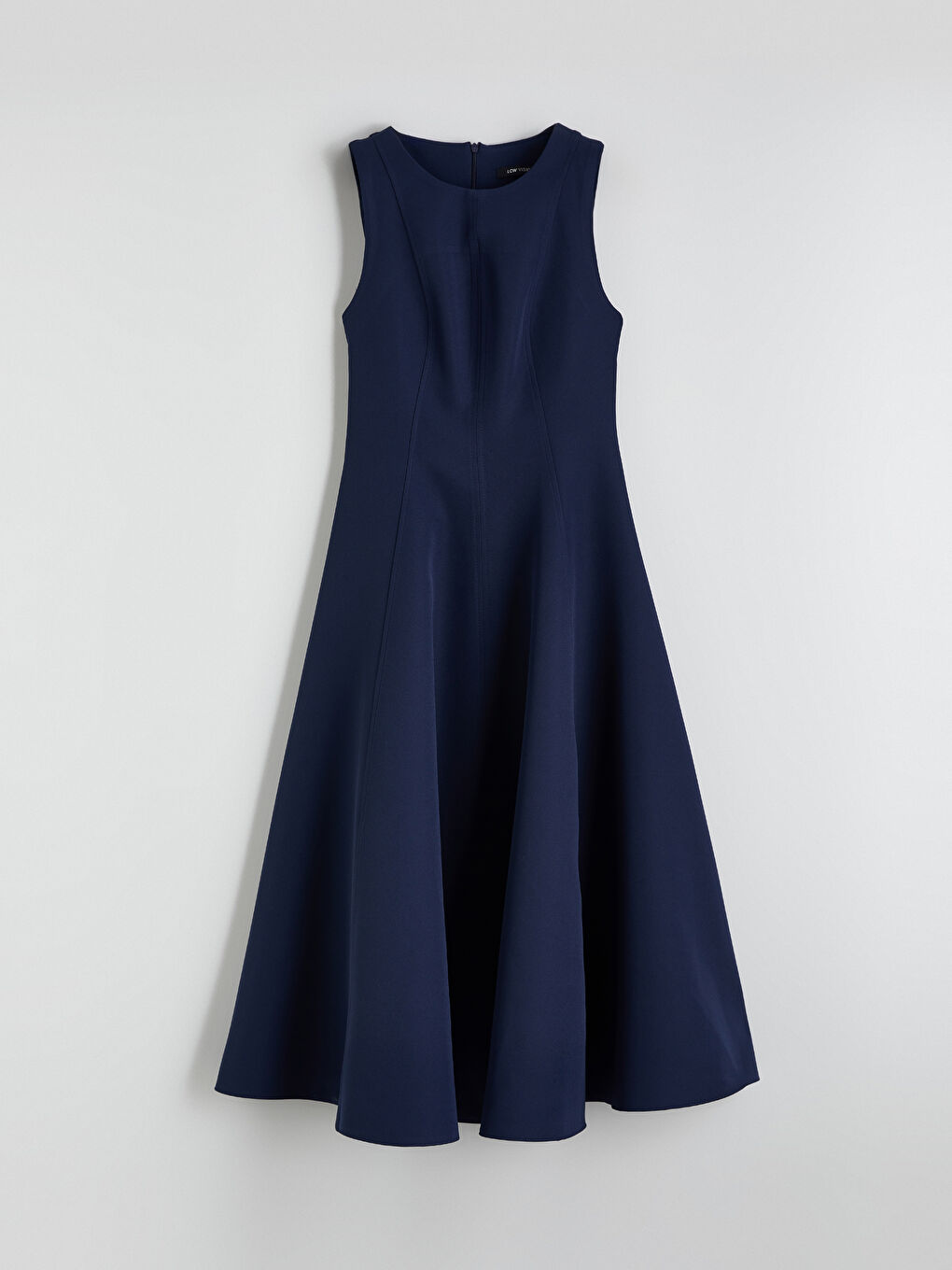 Lacivert Bisiklet Yaka Peplum Elbise-4