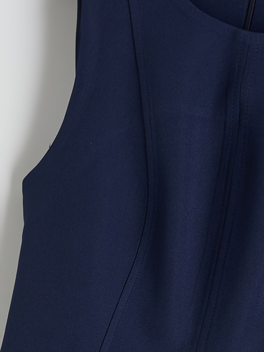 Lacivert Bisiklet Yaka Peplum Elbise-5