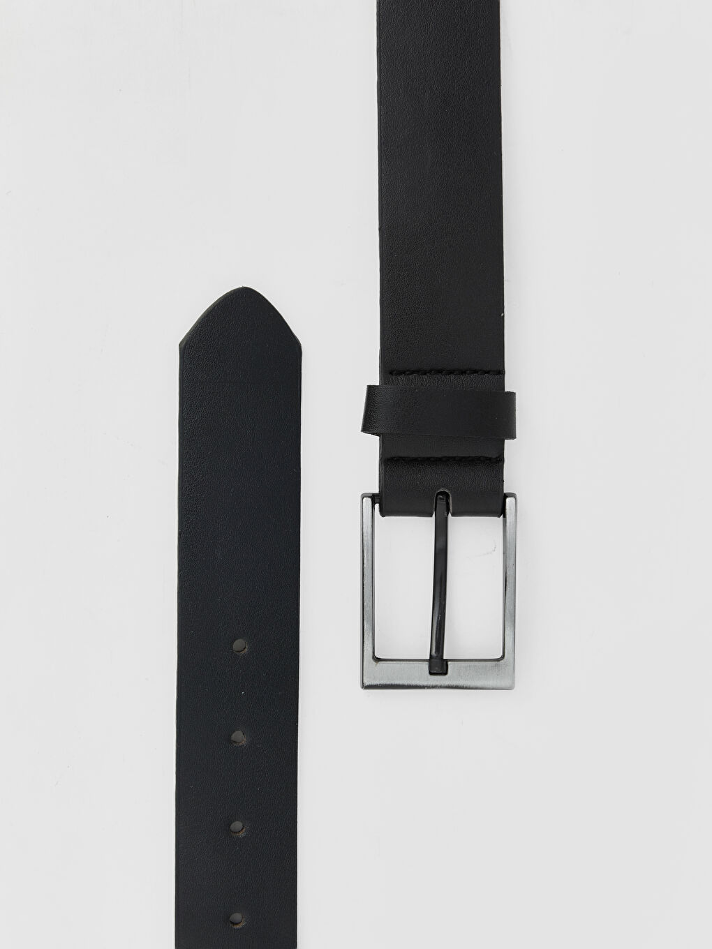 Siyah Deri Görünümlü Metal Tokalı Erkek Kemer-2