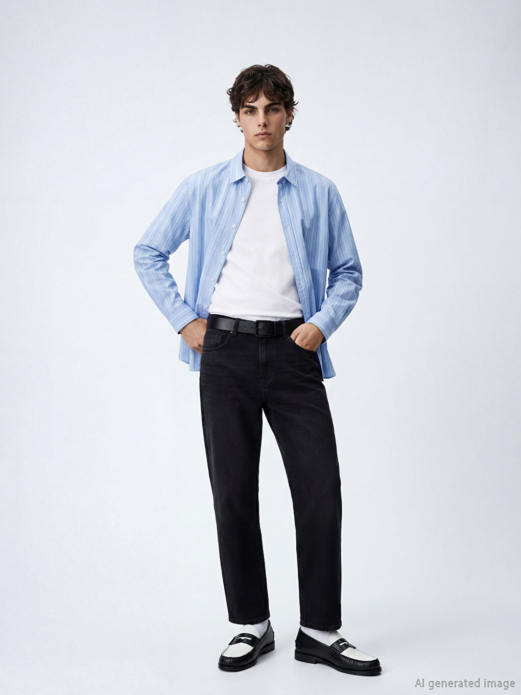 Siyah Deri Görünümlü Erkek Kemer-1