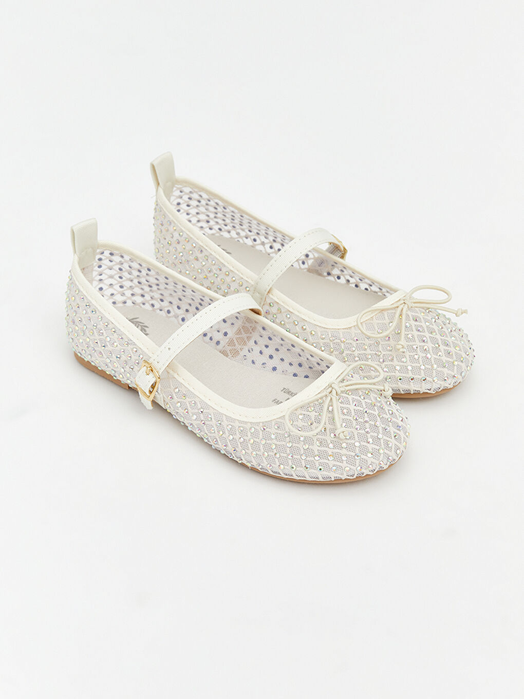 Ekru Fiyonk Detaylı Kız Çocuk Babet 