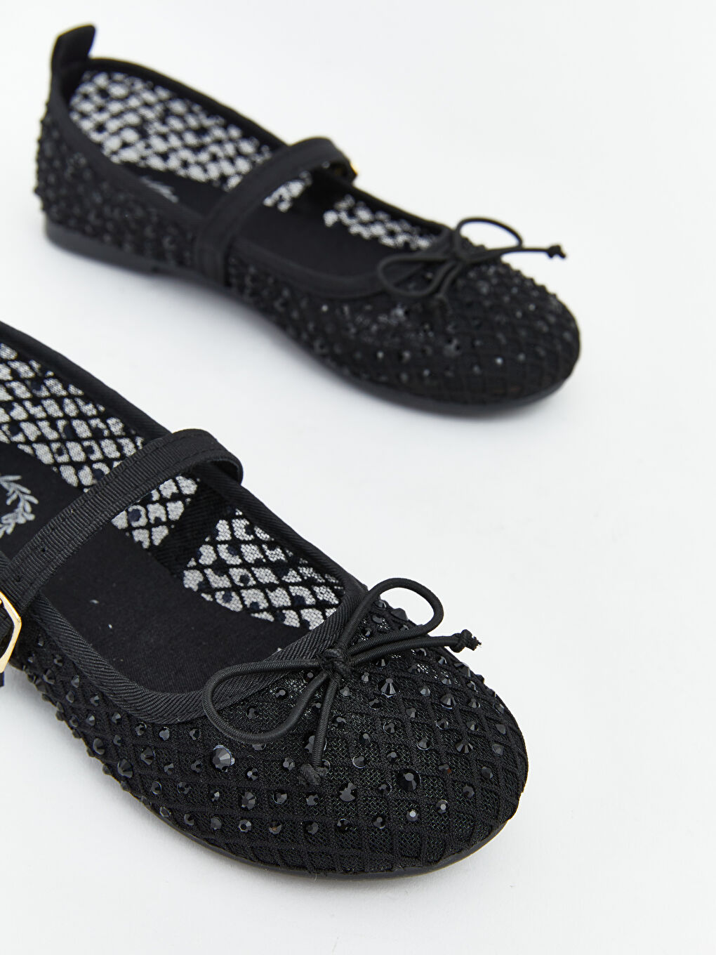 Siyah Fiyonklu Taşlı Kız Çocuk Babet-2