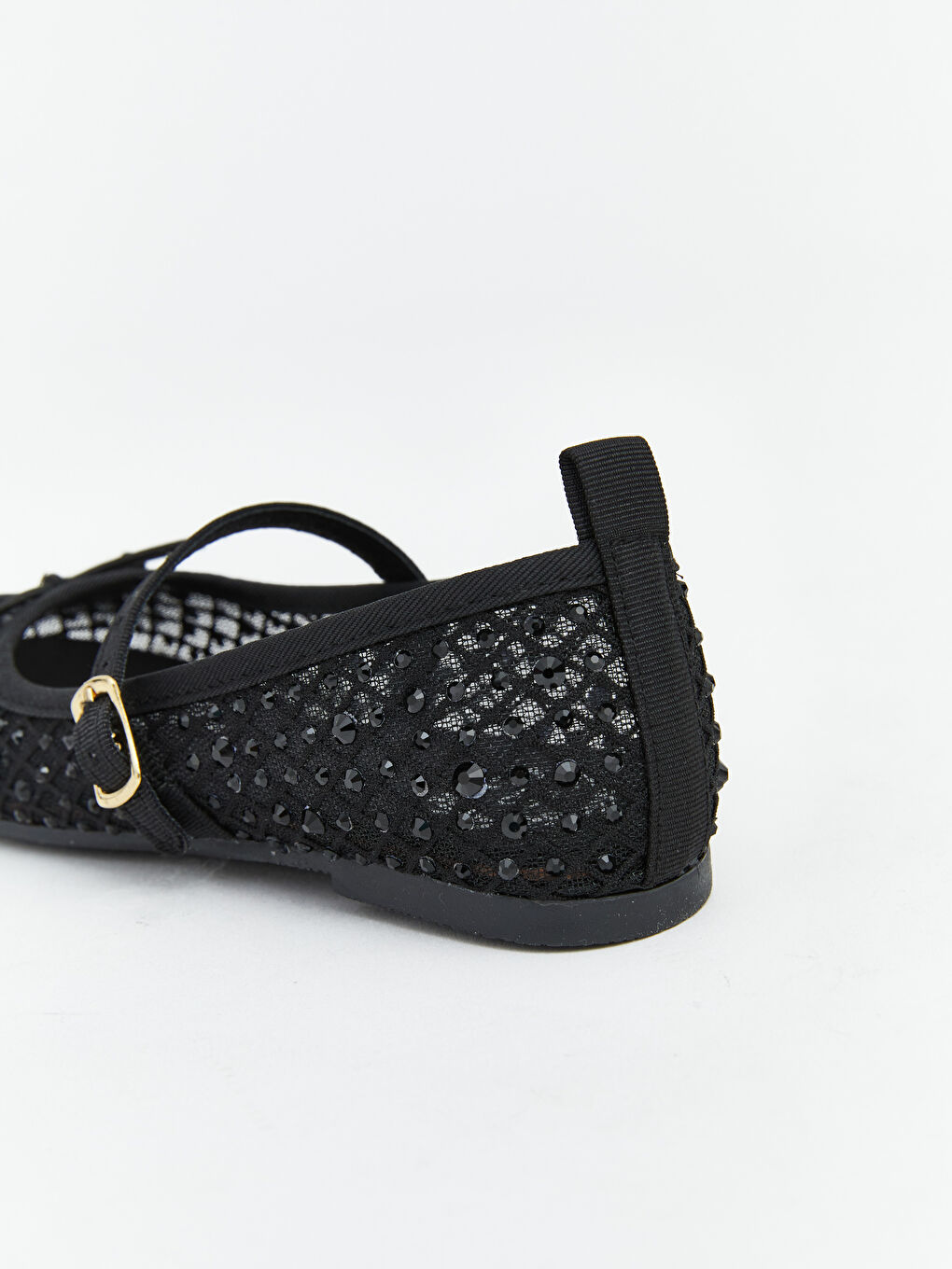 Siyah Fiyonklu Taşlı Kız Çocuk Babet-3