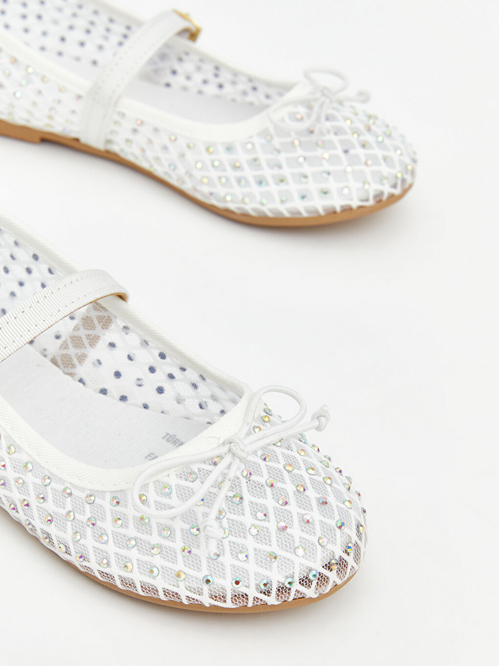 Beyaz Kız Çocuk Fiyonklu Taş İşlemeli Babet-2