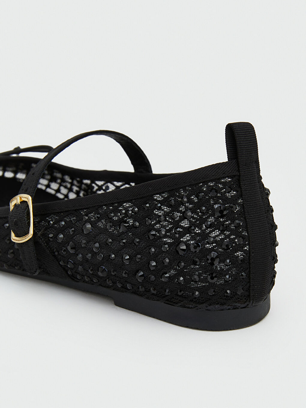 Siyah Bilekten Bantlı Taş İşlemeli Kız Çocuk Babet-4