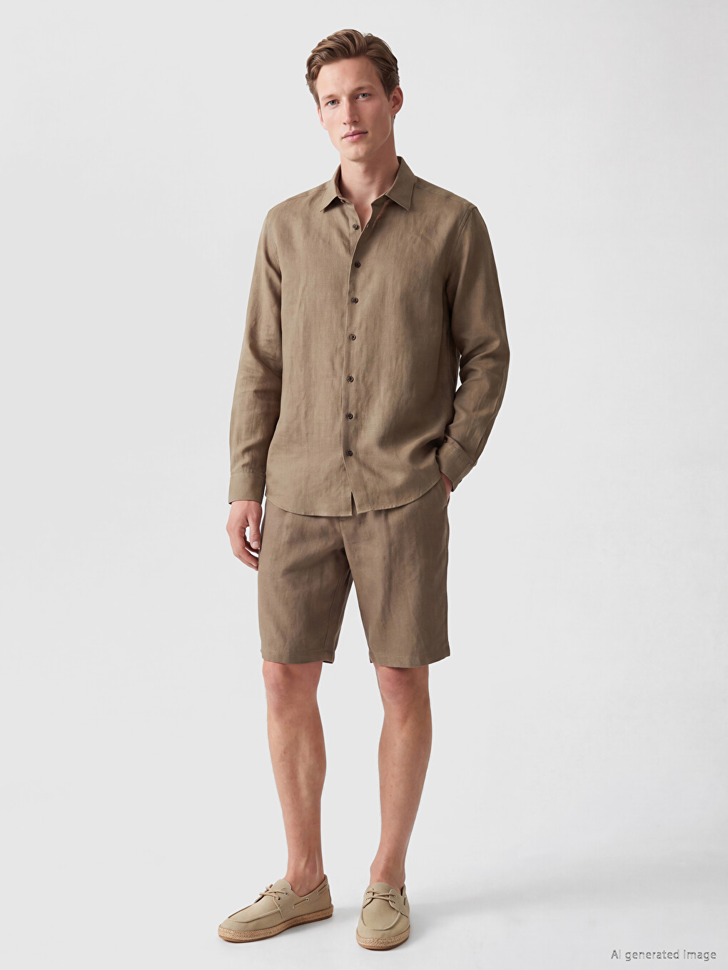 Regular Fit %100 Linen Men's Shirt-1