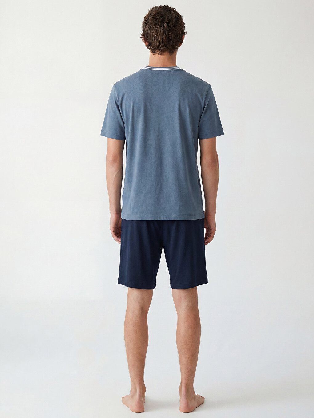 İndigo Standart Kalıp Erkek Şortlu Pijama Takımı-3