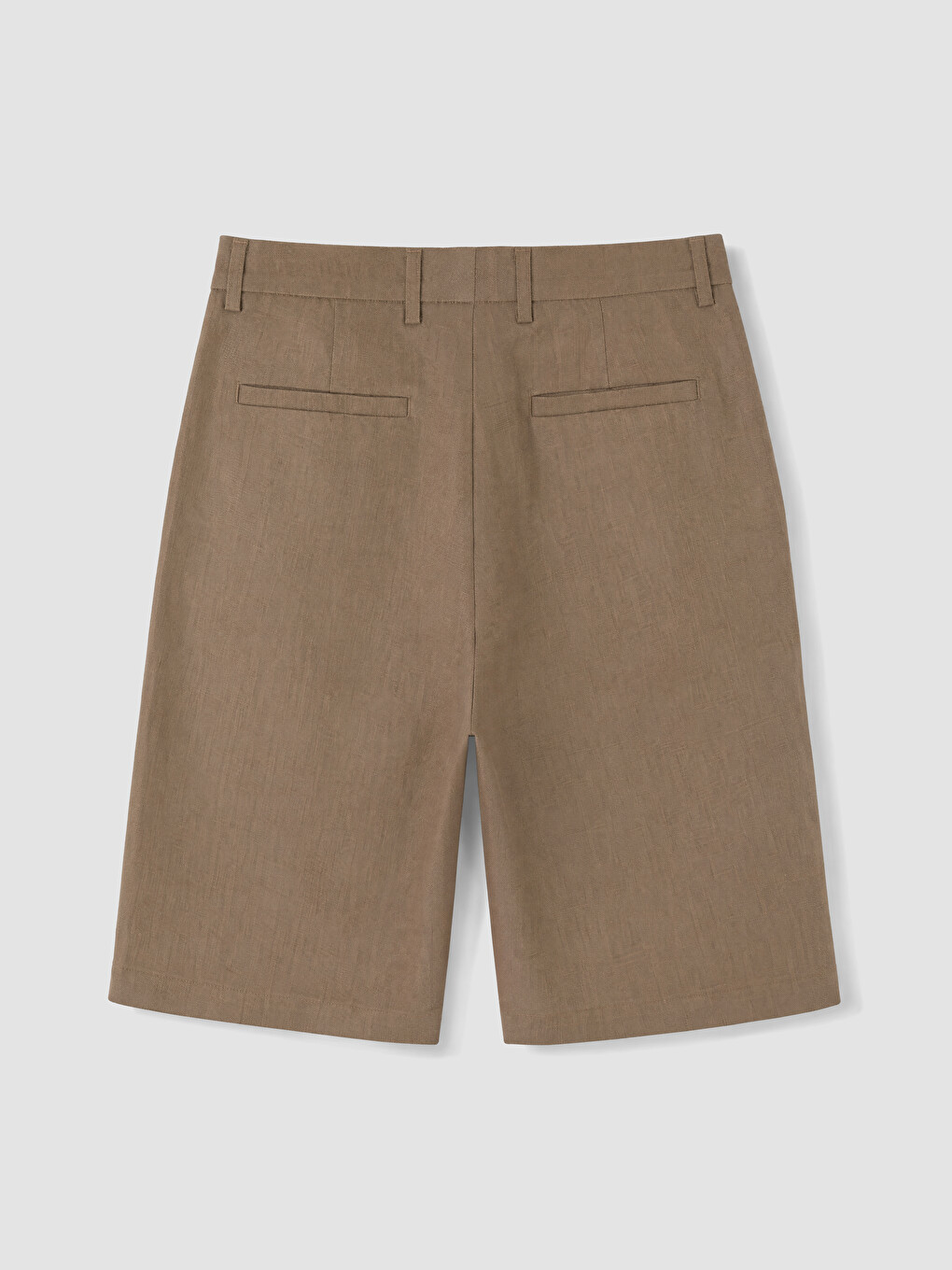 Kahverengi Loose Fit %100 Keten Erkek Şort-2